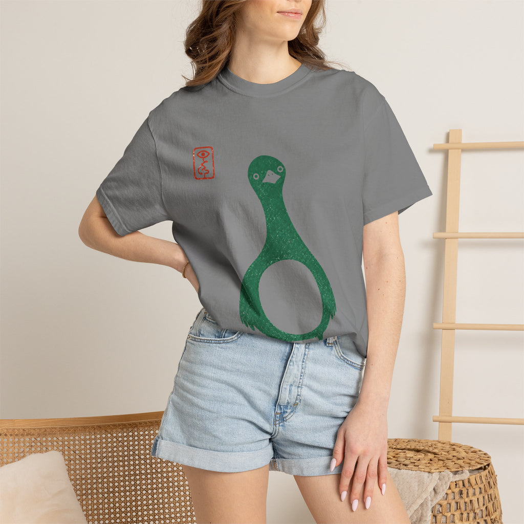 Pigeon Graphic T-Shirt — Vintage Green Bird Print