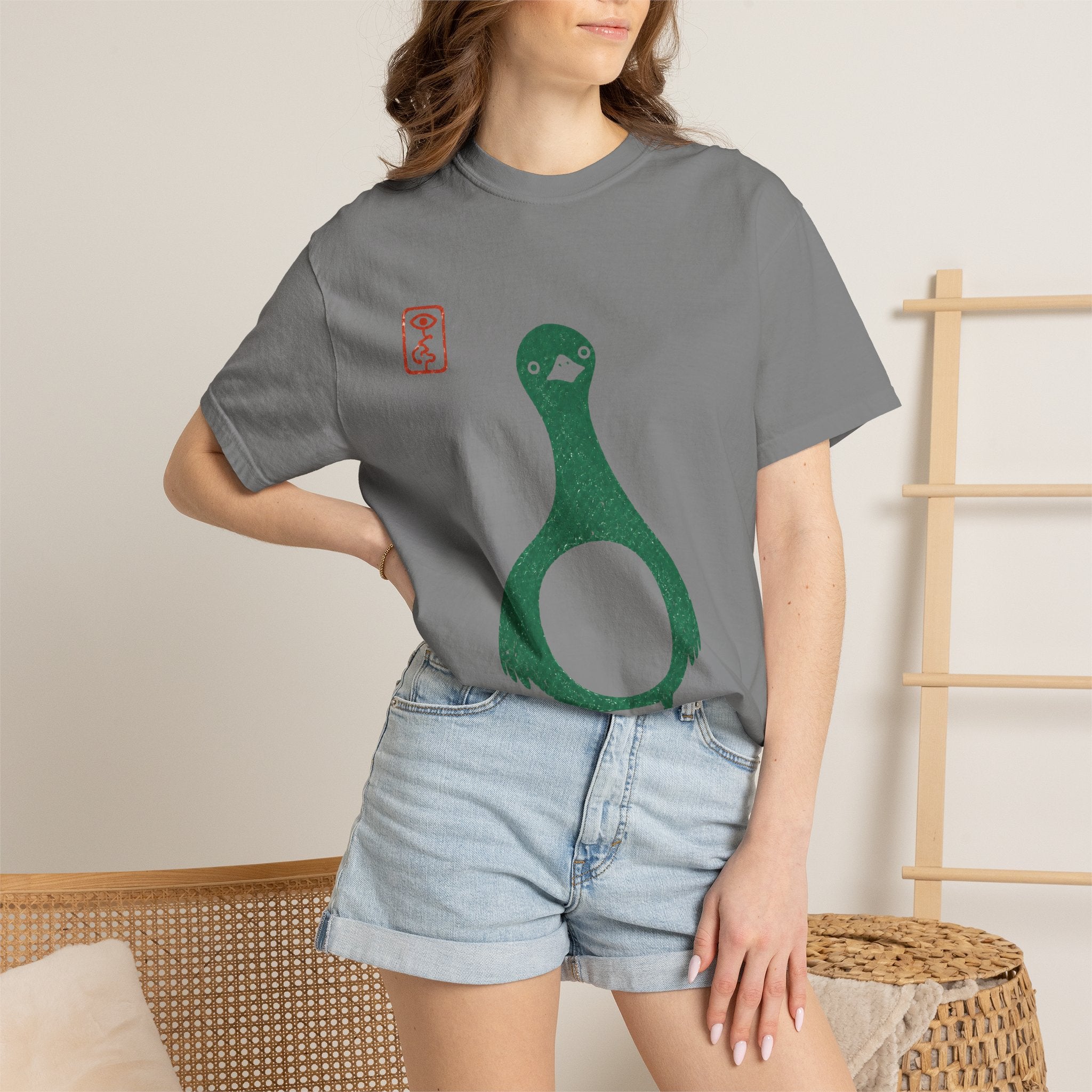 Pigeon Graphic T-Shirt — Vintage Green Bird Print