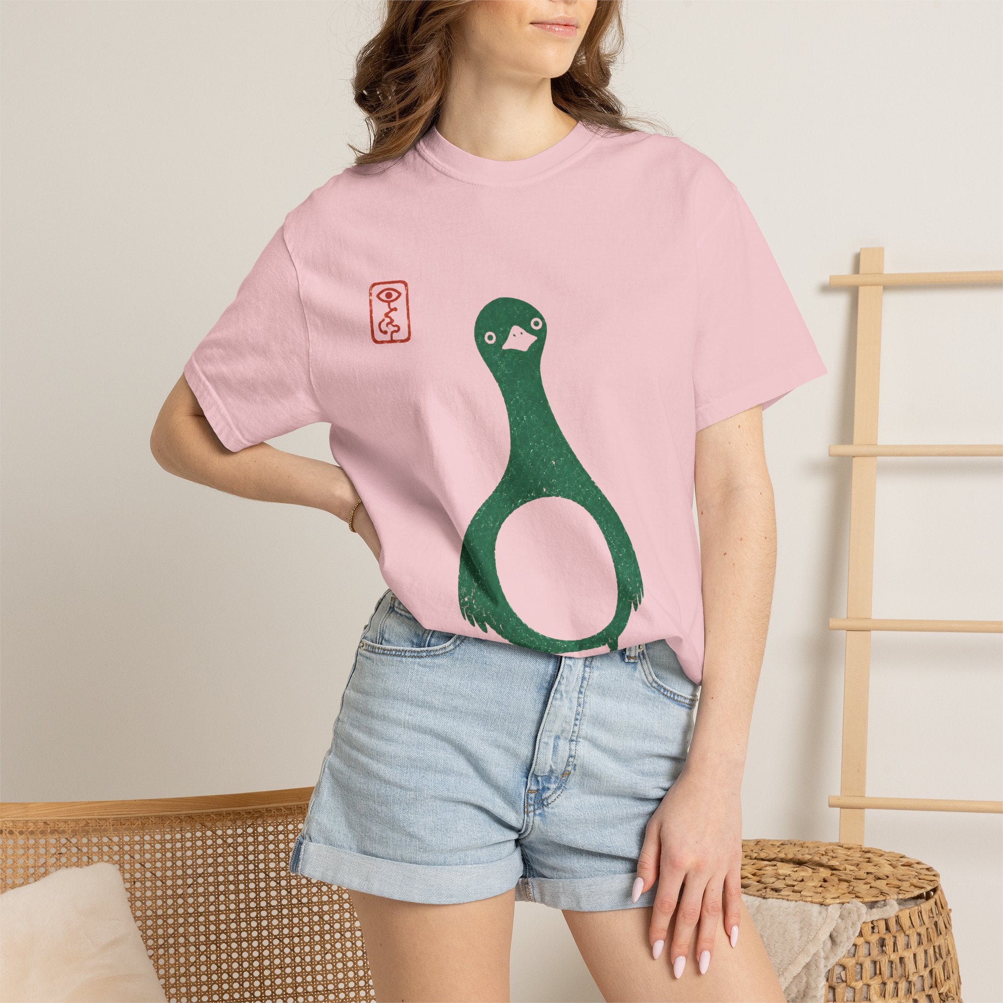 Pigeon Graphic T-Shirt — Vintage Green Bird Print