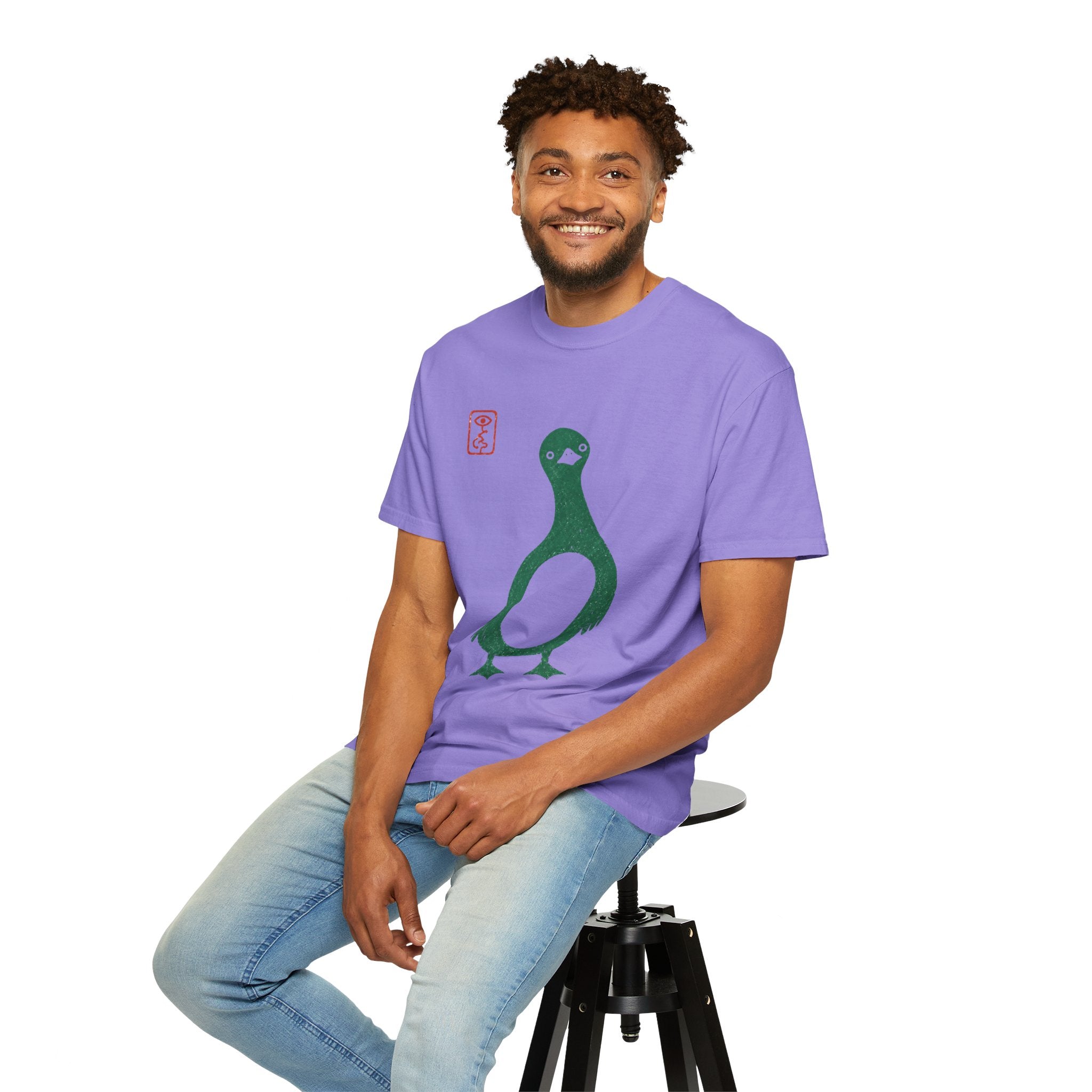 Pigeon Graphic T-Shirt — Vintage Green Bird Print
