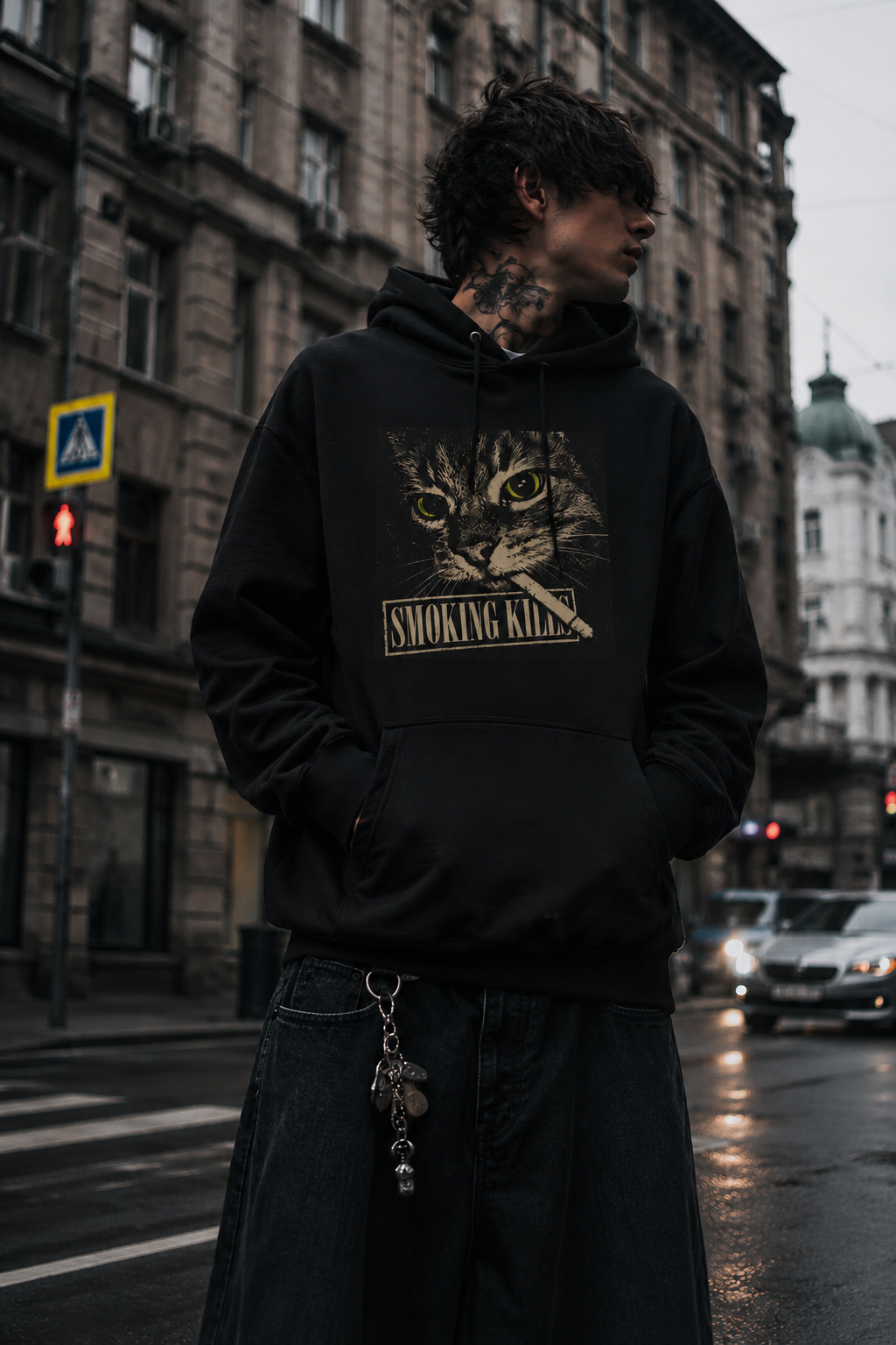 Vintage Cat Hoodie - Vintage Tabby Graphic Pullover