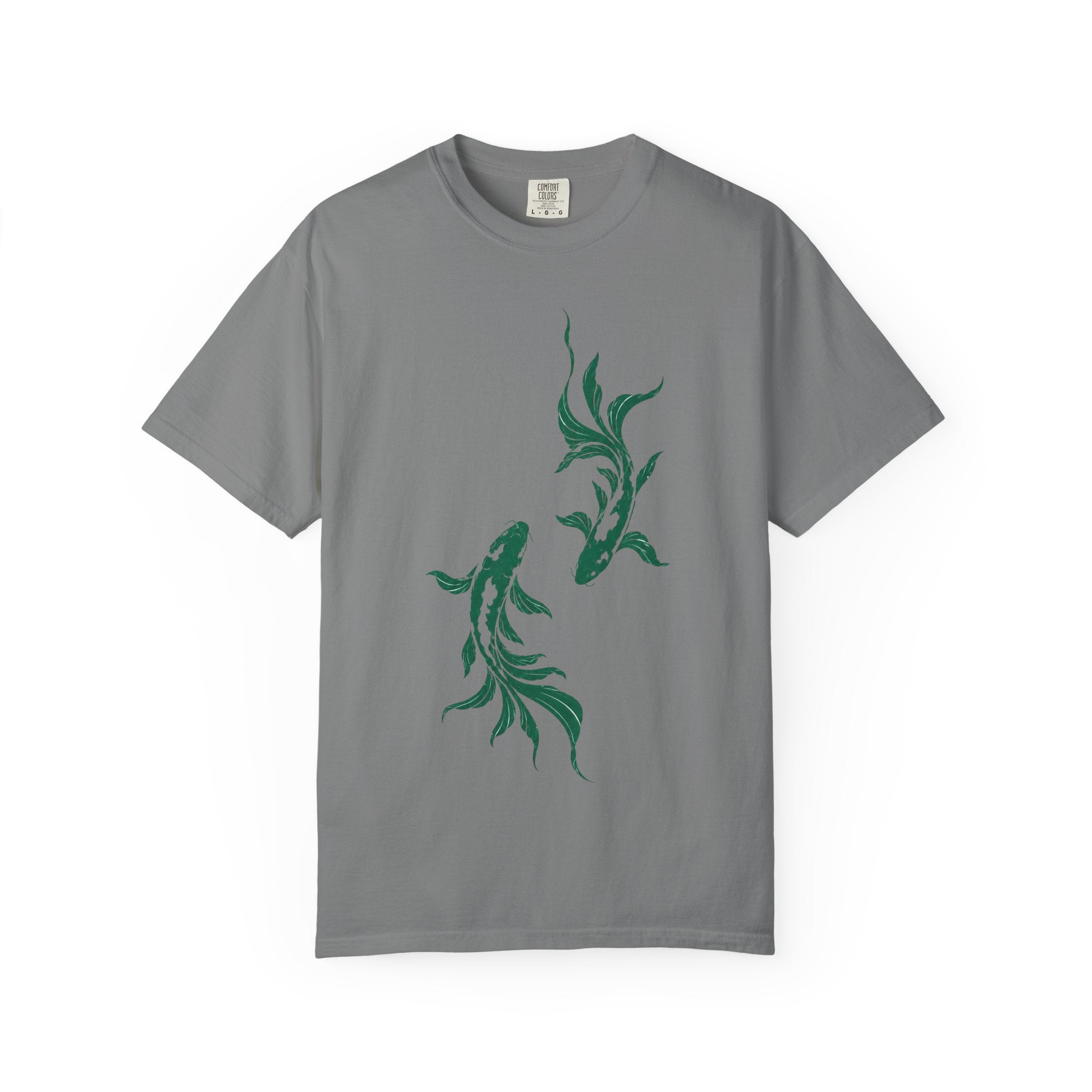 Koi Fish Graphic T-Shirt – Green Dual Koi Design