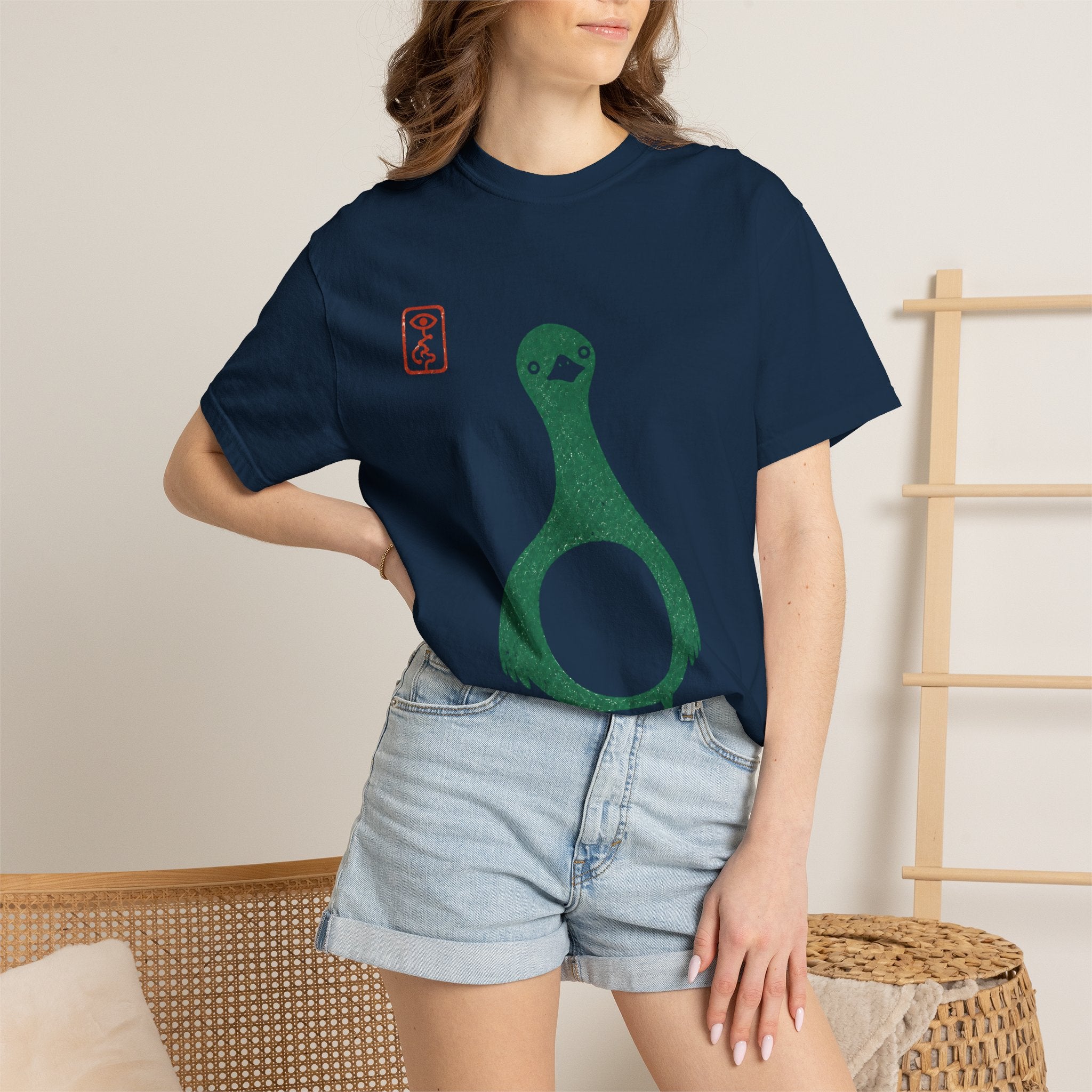 Pigeon Graphic T-Shirt — Vintage Green Bird Print