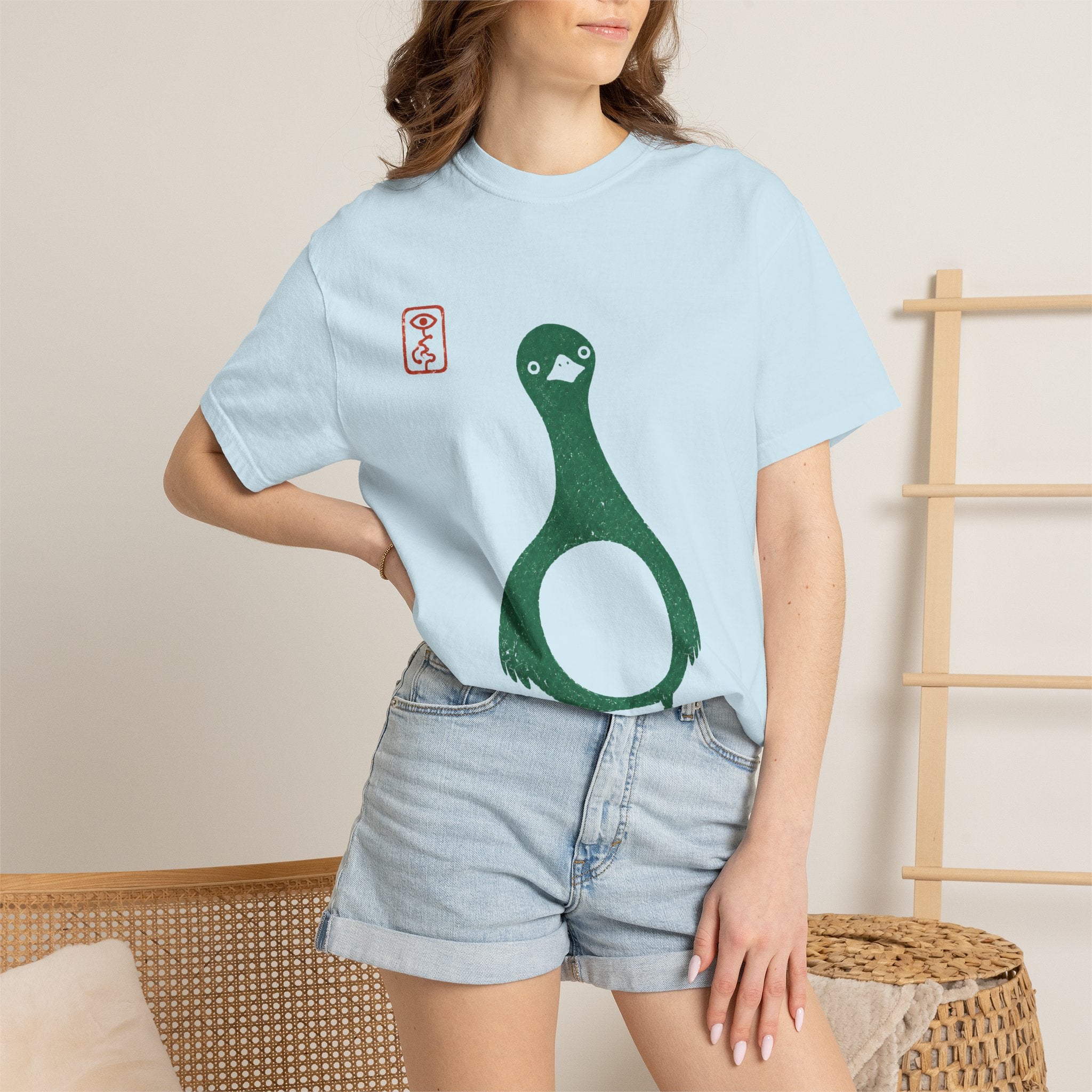 Pigeon Graphic T-Shirt — Vintage Green Bird Print