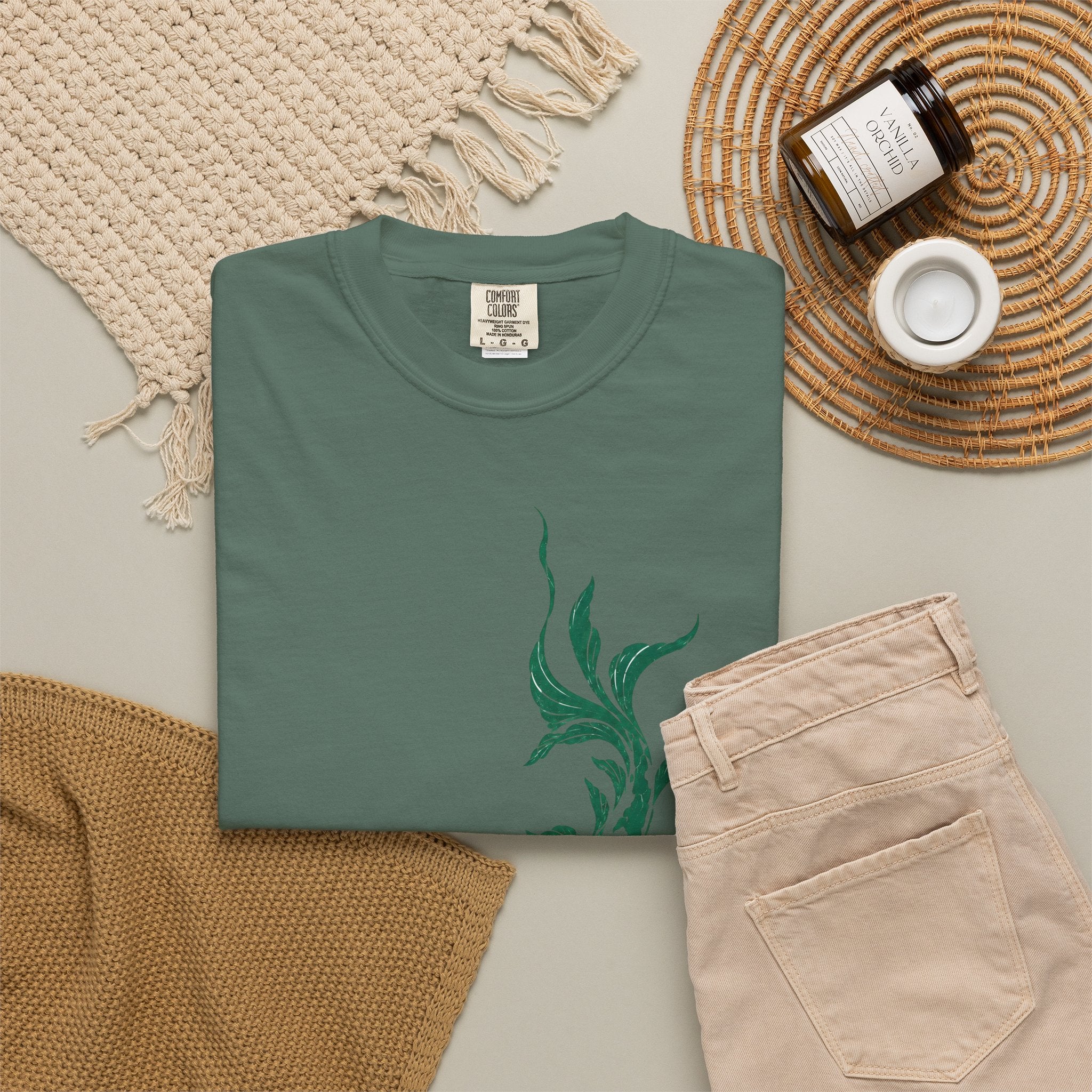 Koi Fish Graphic T-Shirt – Green Dual Koi Design