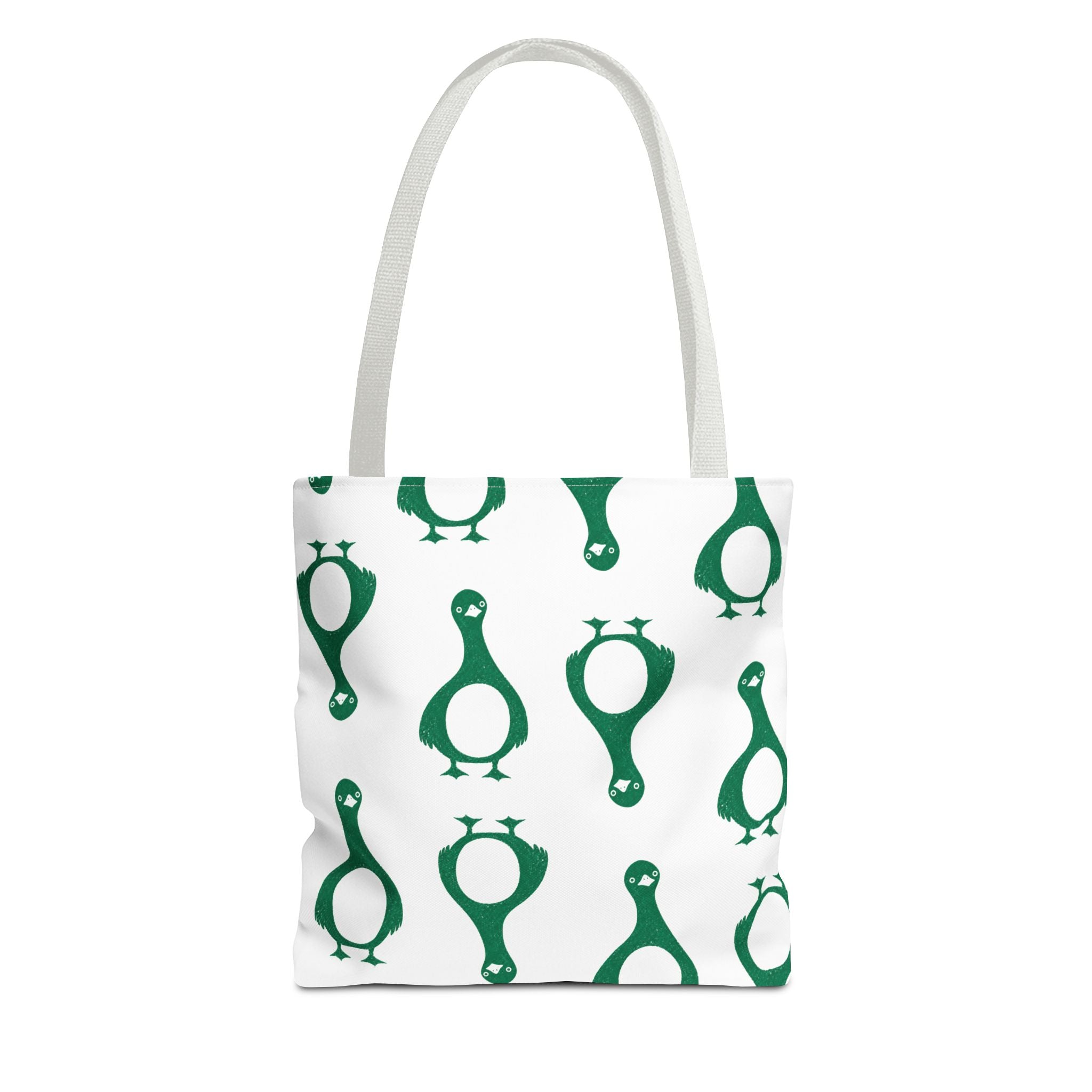 Green Penguin Pattern Tote Bag — Cute Reusable Shopping & Beach Tote