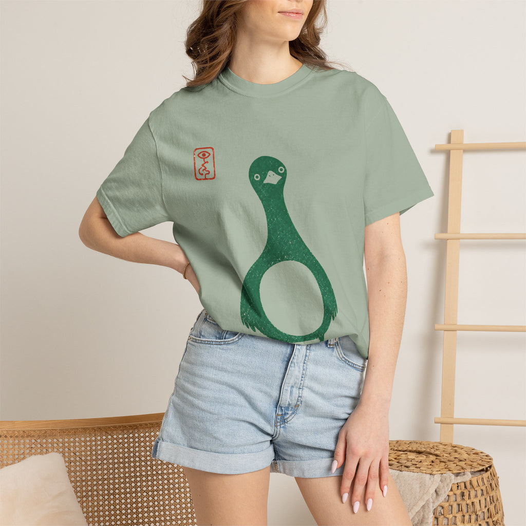 Pigeon Graphic T-Shirt — Vintage Green Bird Print