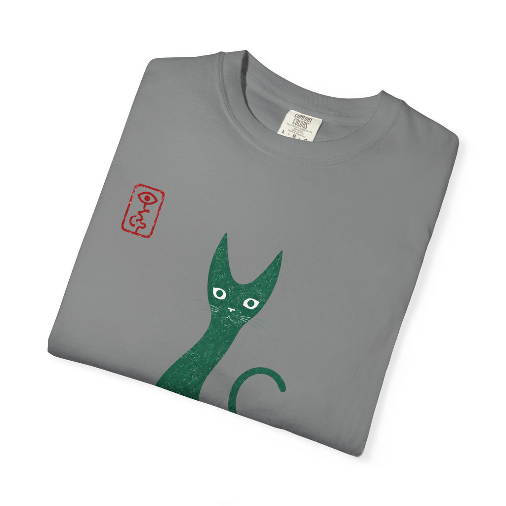Cat Silhouette T-Shirt — Minimal Green Kitty Graphic Tee