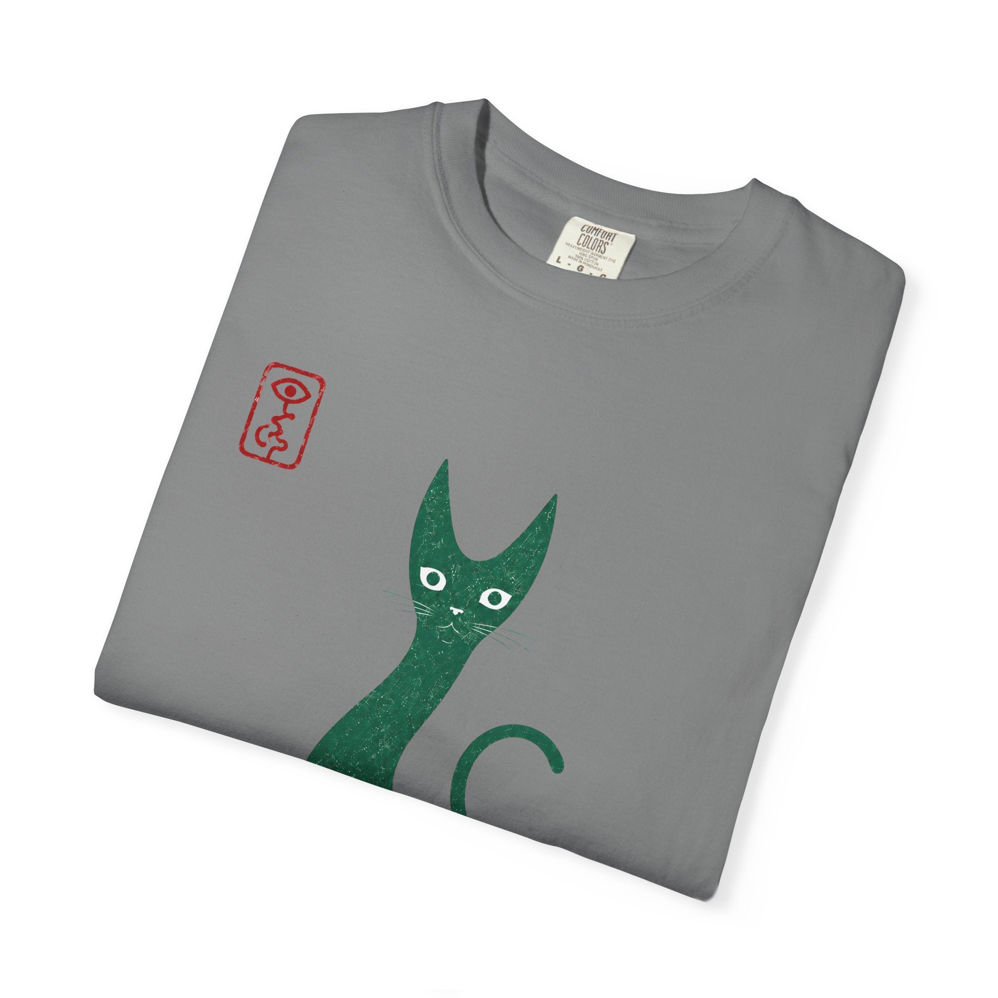 Cat Silhouette T-Shirt — Minimal Green Kitty Graphic Tee