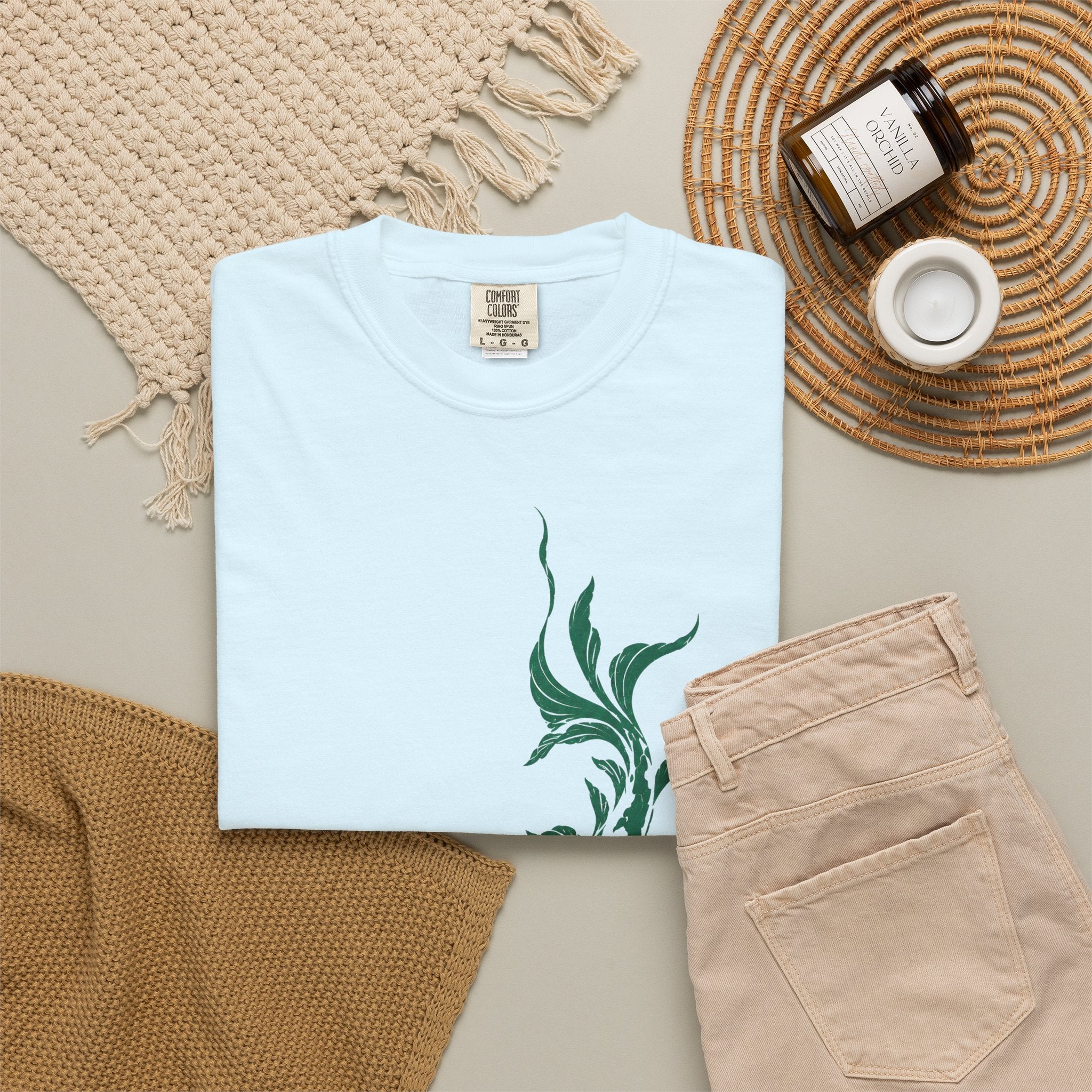 Koi Fish Graphic T-Shirt – Green Dual Koi Design