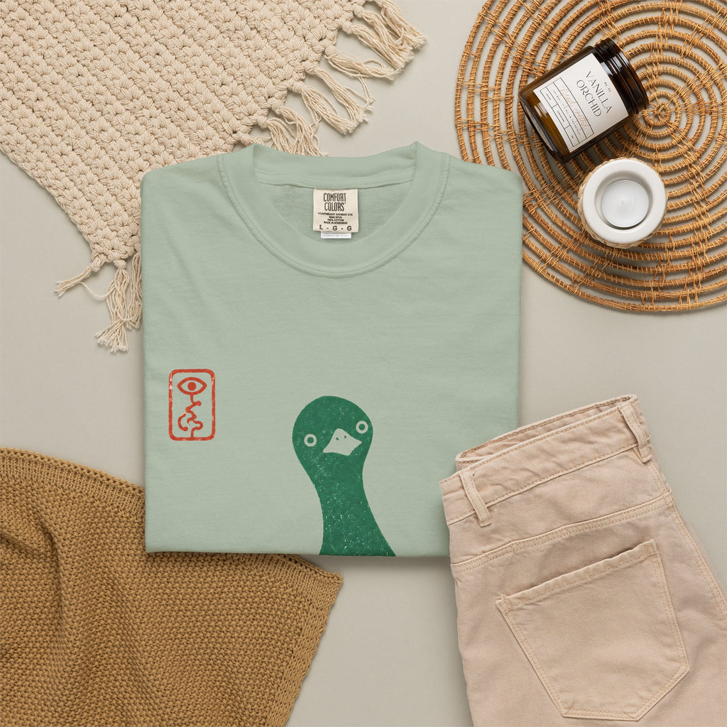Pigeon Graphic T-Shirt — Vintage Green Bird Print