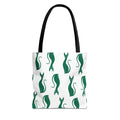 Green Cat Pattern Tote Bag — Cute Minimalist Cat Print All-Over Tote