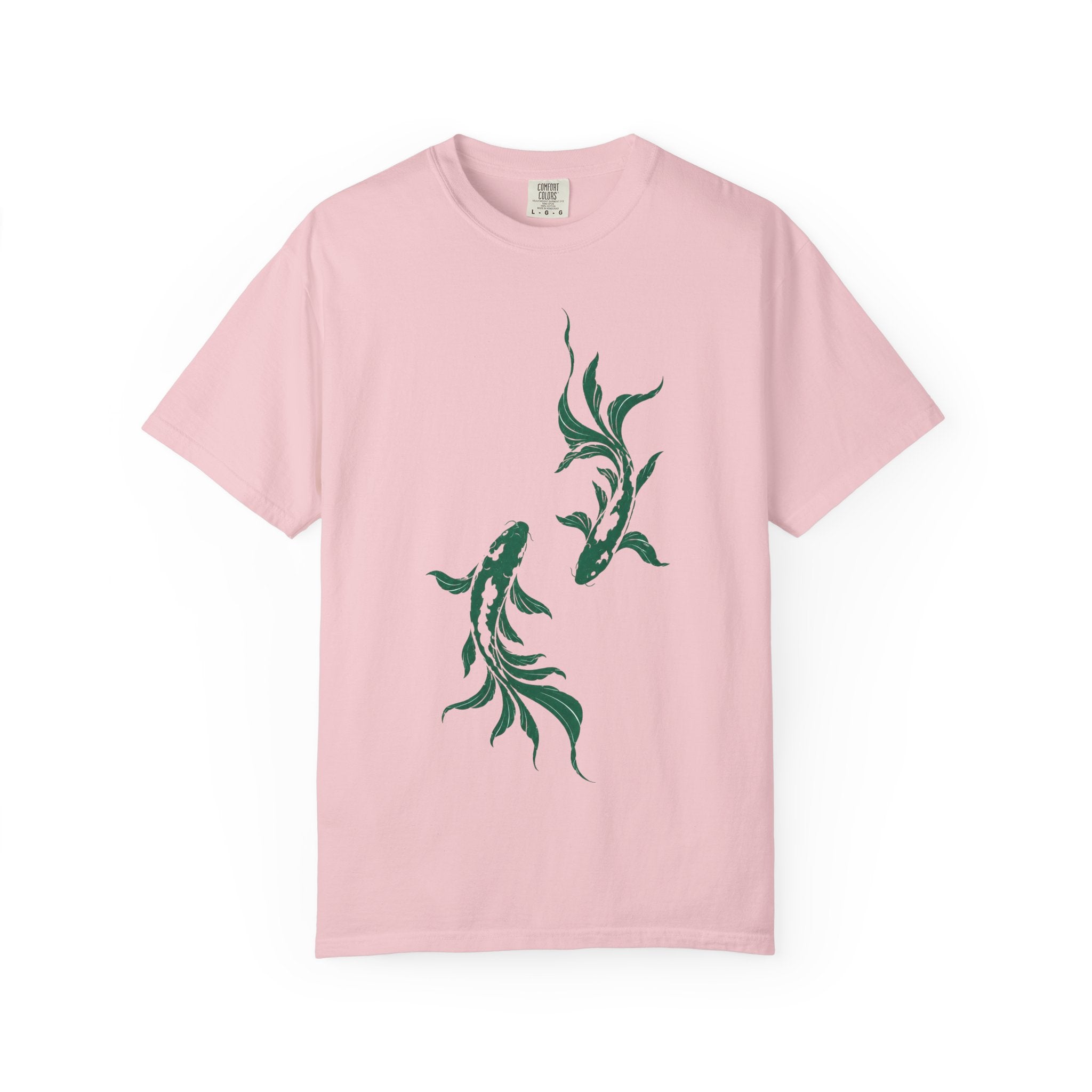Koi Fish Graphic T-Shirt – Green Dual Koi Design