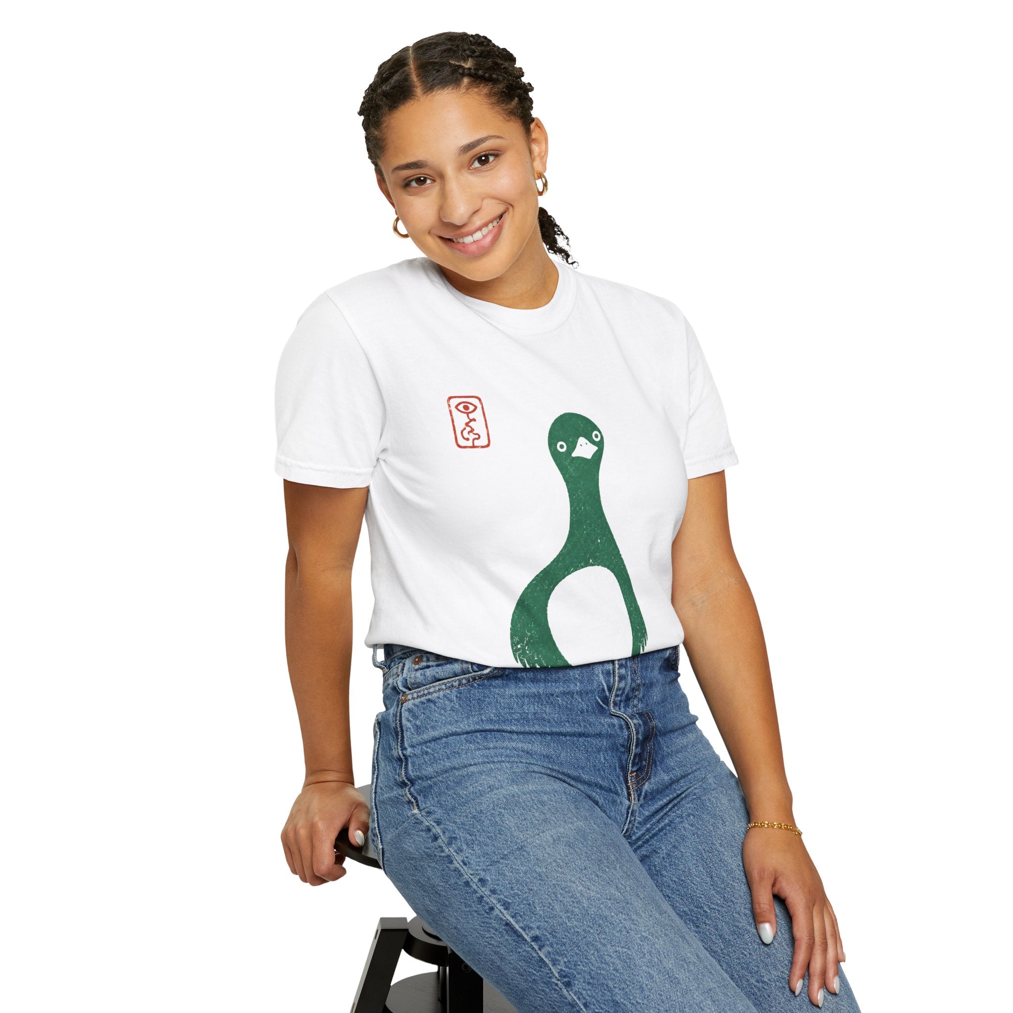 Pigeon Graphic T-Shirt — Vintage Green Bird Print