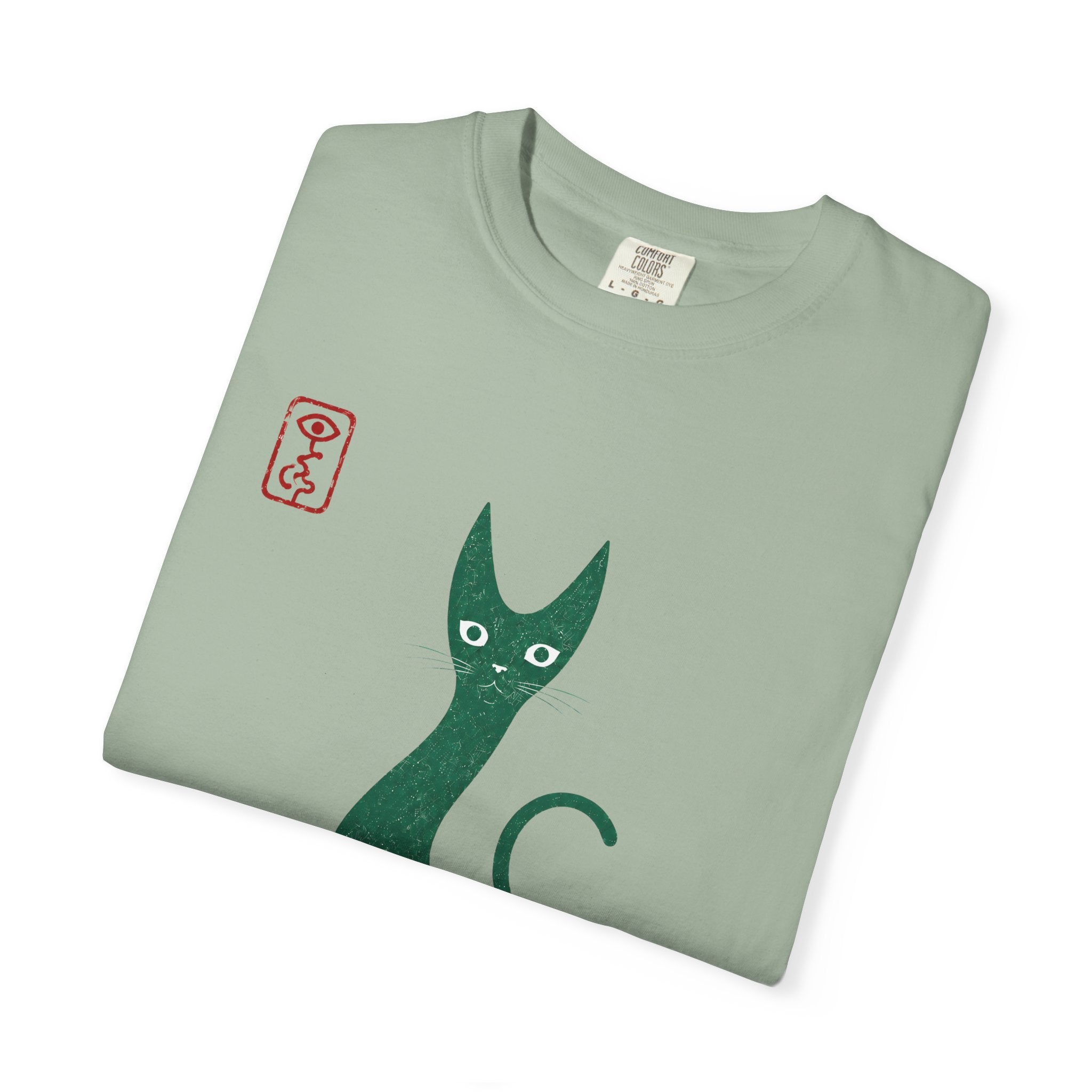 Cat Silhouette T-Shirt — Minimal Green Kitty Graphic Tee