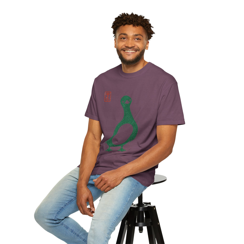 Pigeon Graphic T-Shirt — Vintage Green Bird Print