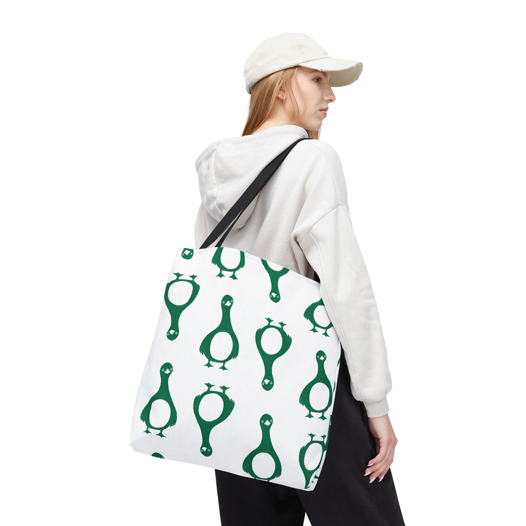 Green Penguin Pattern Tote Bag — Cute Reusable Shopping & Beach Tote