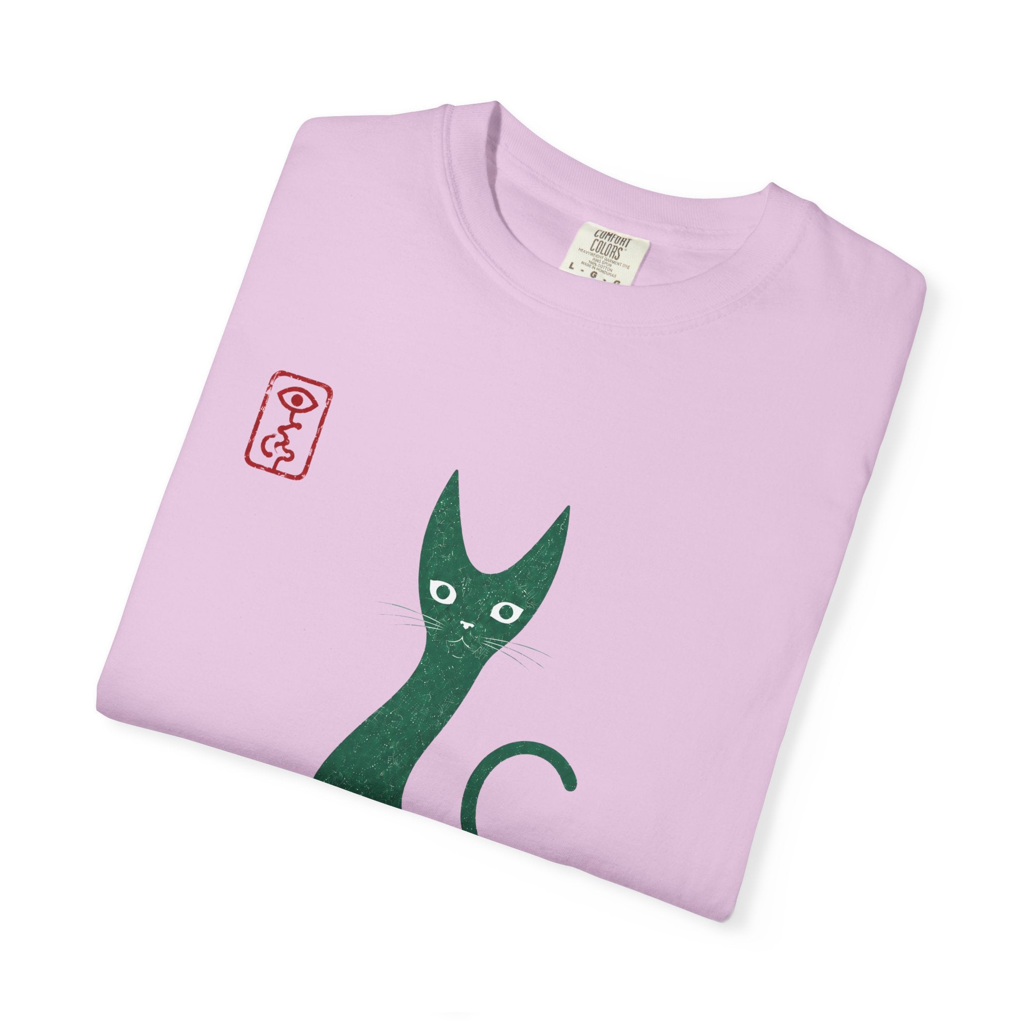 Cat Silhouette T-Shirt — Minimal Green Kitty Graphic Tee