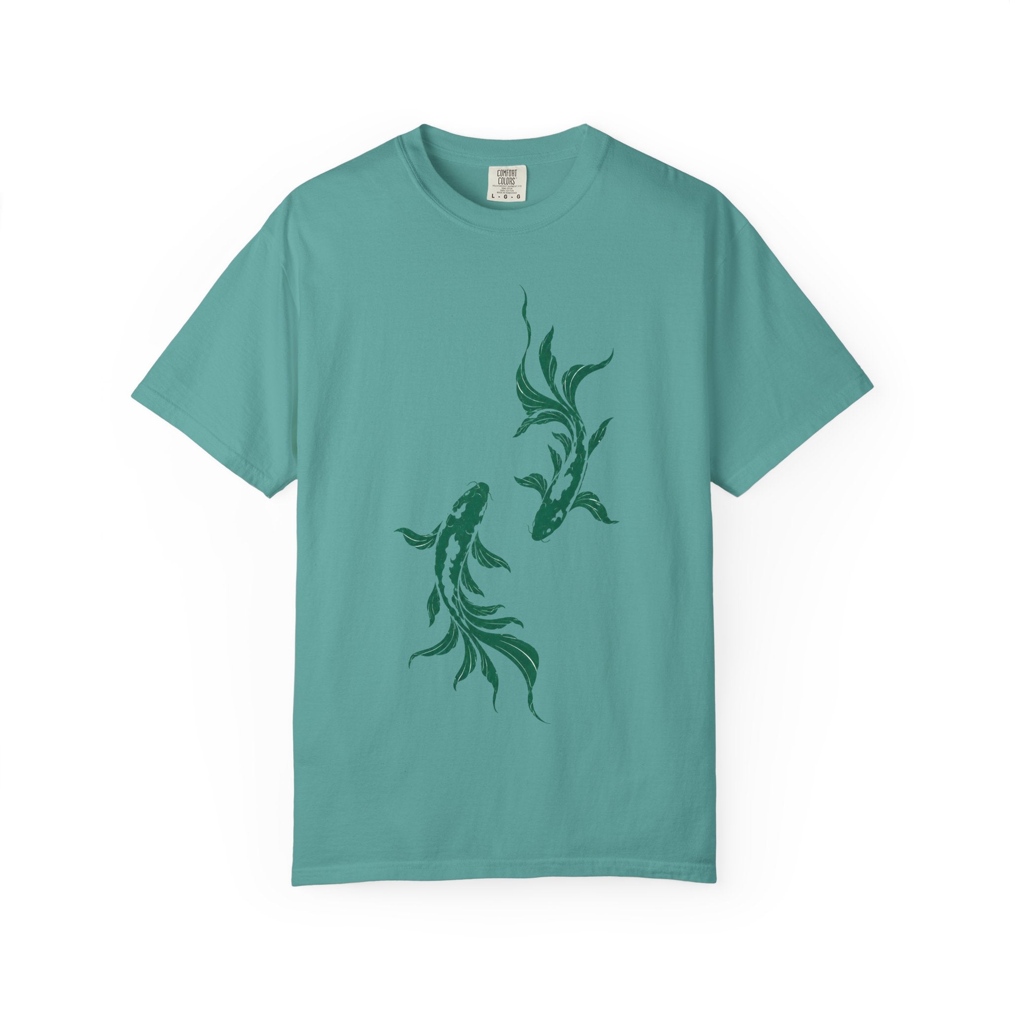 Koi Fish Graphic T-Shirt – Green Dual Koi Design