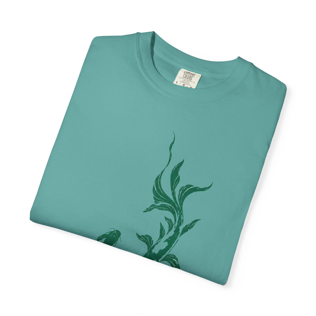 Koi Fish Graphic T-Shirt – Green Dual Koi Design