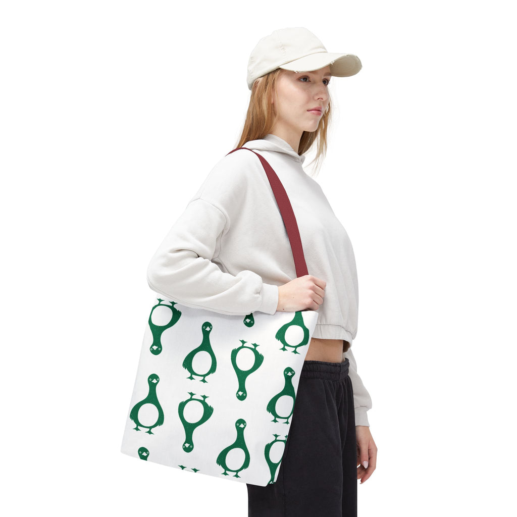 Green Penguin Pattern Tote Bag — Cute Reusable Shopping & Beach Tote