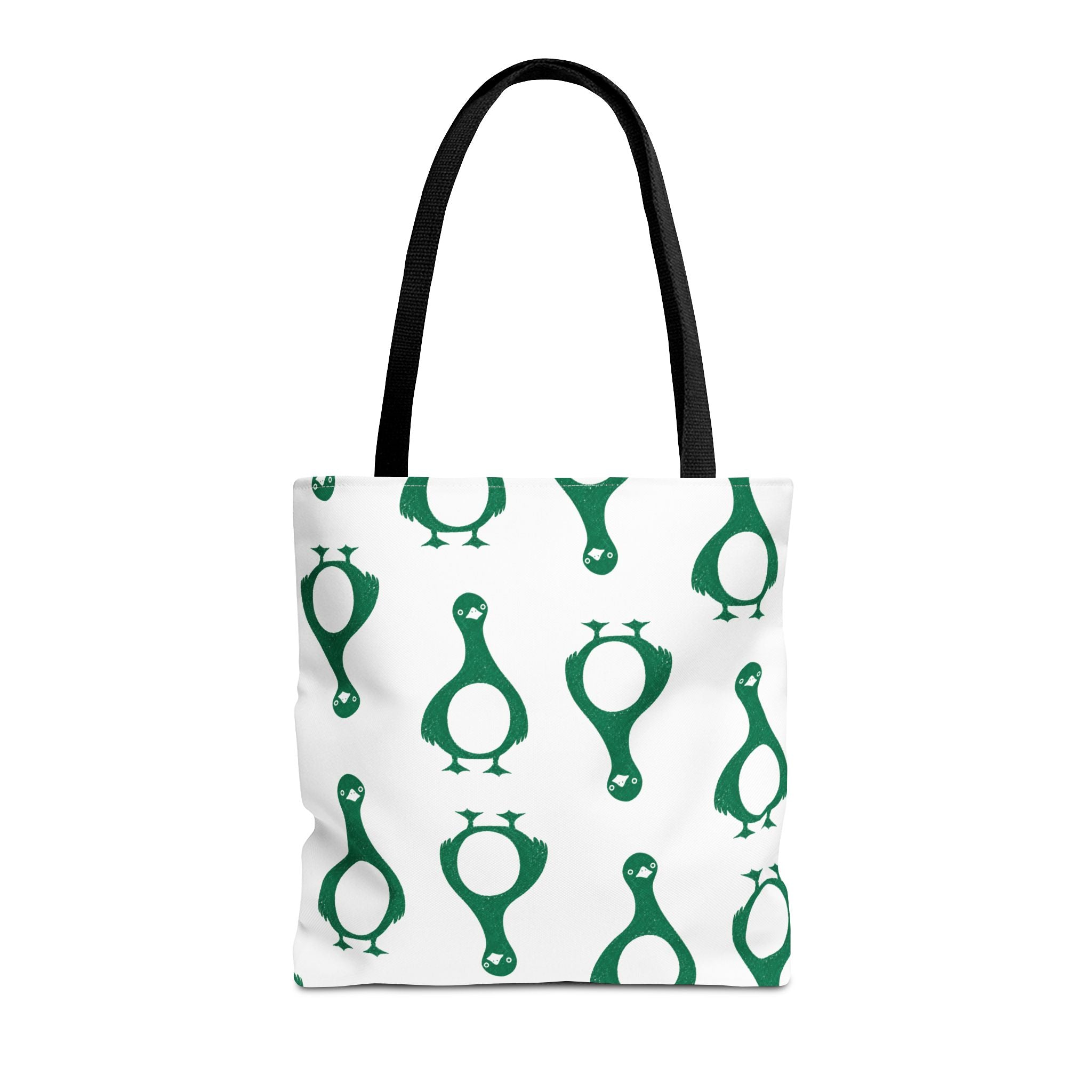 Green Penguin Pattern Tote Bag — Cute Reusable Shopping & Beach Tote