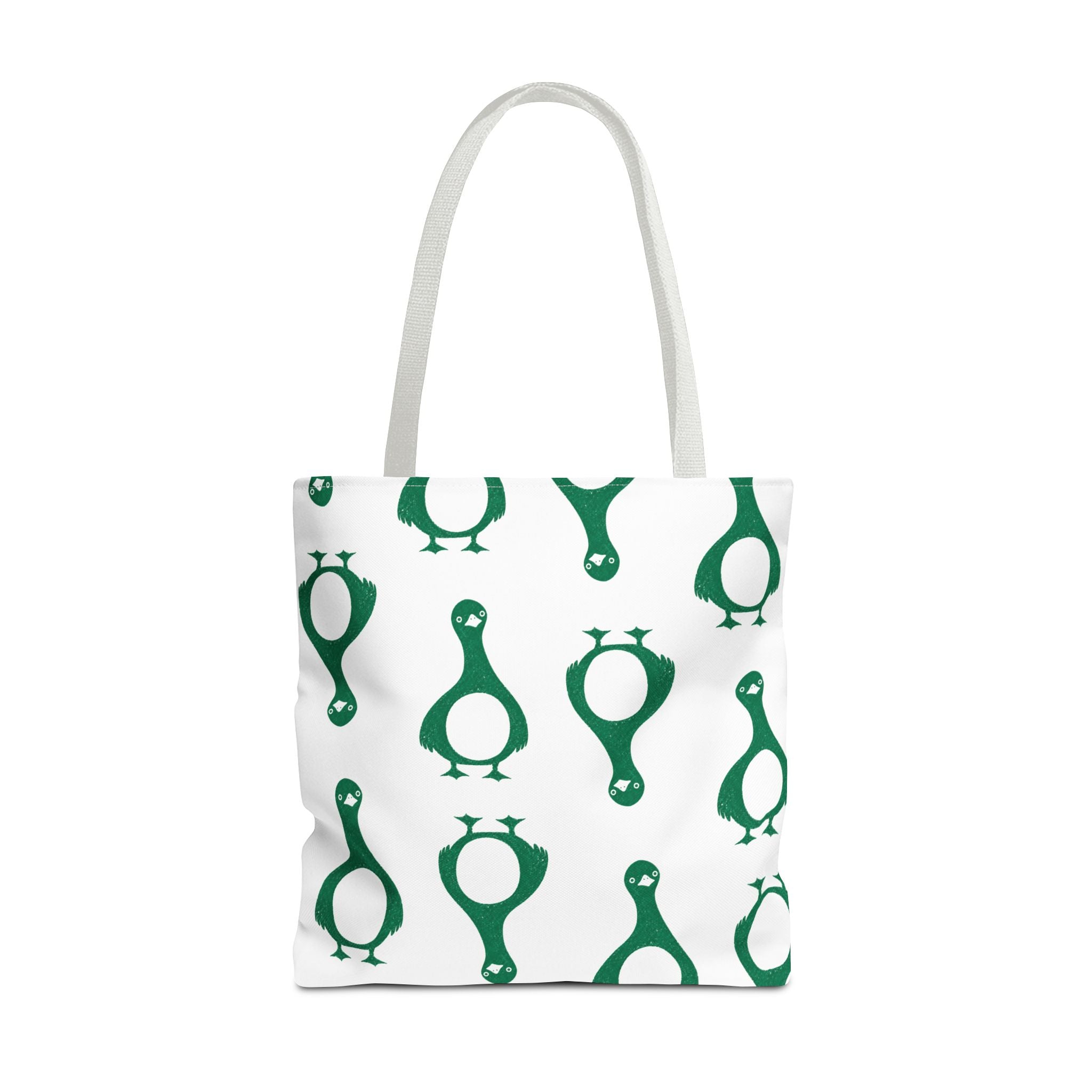 Green Penguin Pattern Tote Bag — Cute Reusable Shopping & Beach Tote