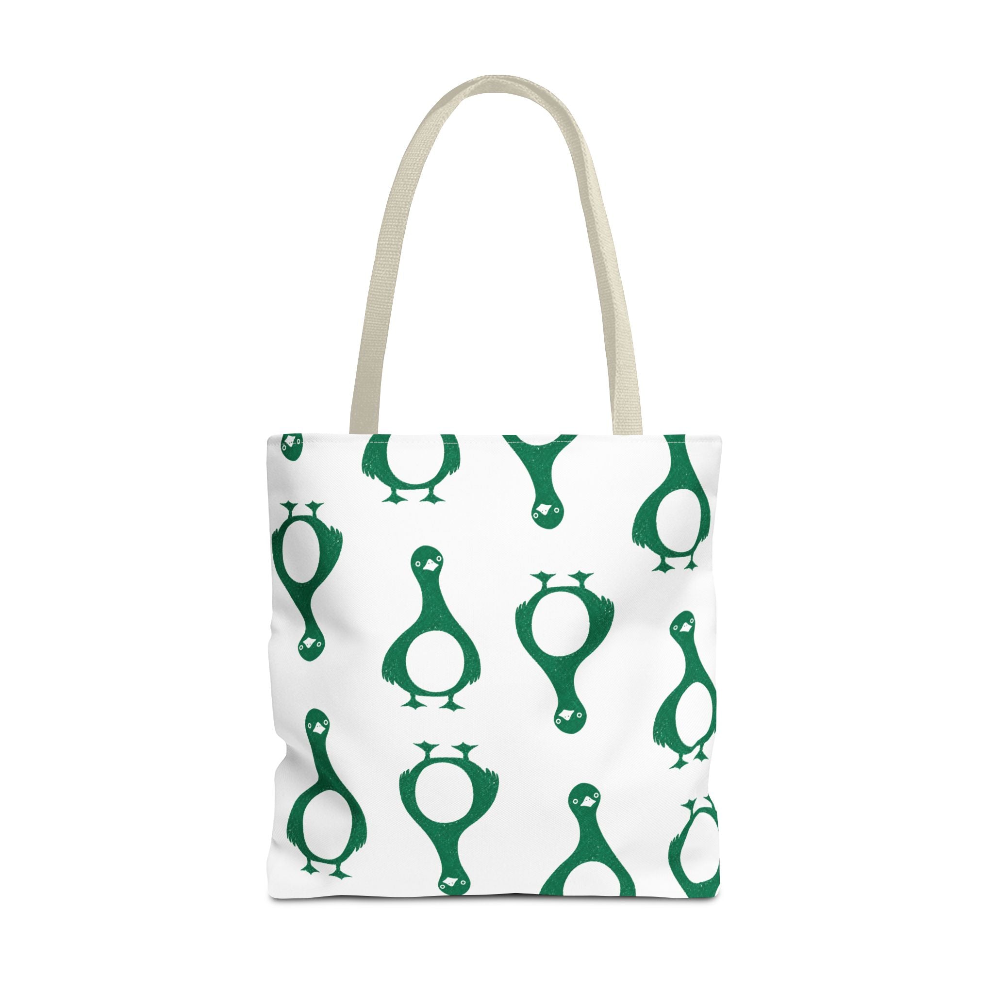 Green Penguin Pattern Tote Bag — Cute Reusable Shopping & Beach Tote