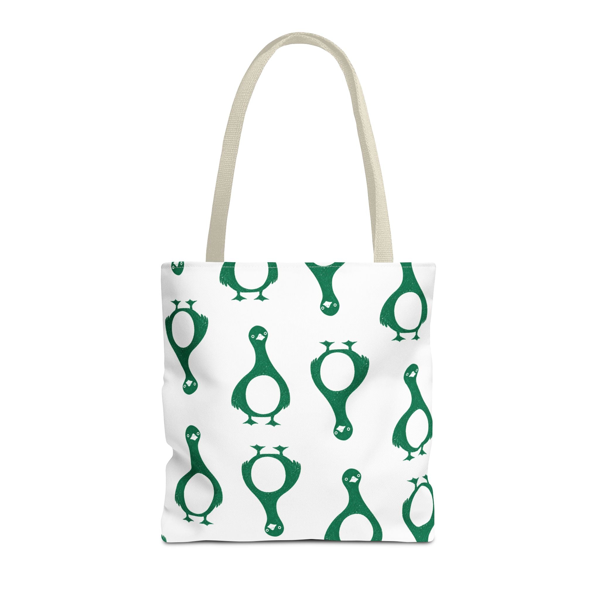 Green Penguin Pattern Tote Bag — Cute Reusable Shopping & Beach Tote