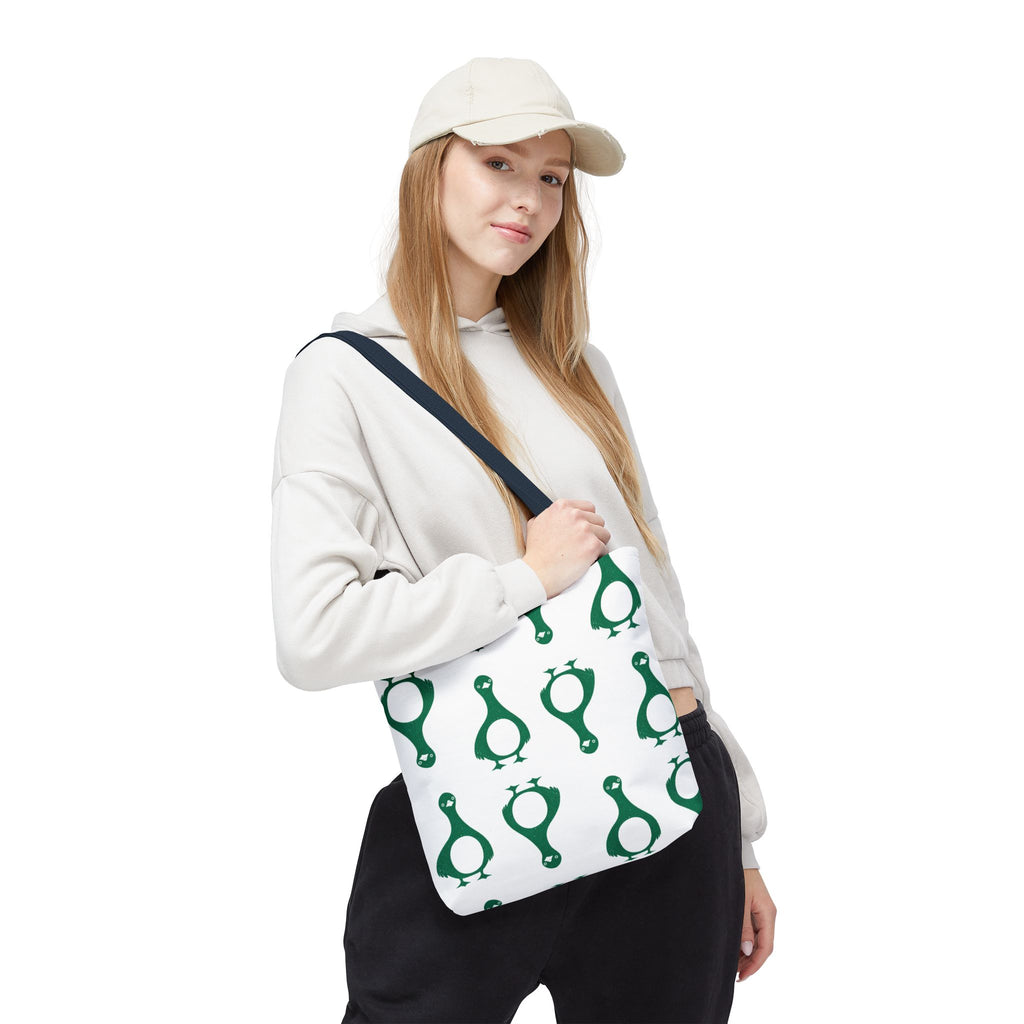 Green Penguin Pattern Tote Bag — Cute Reusable Shopping & Beach Tote