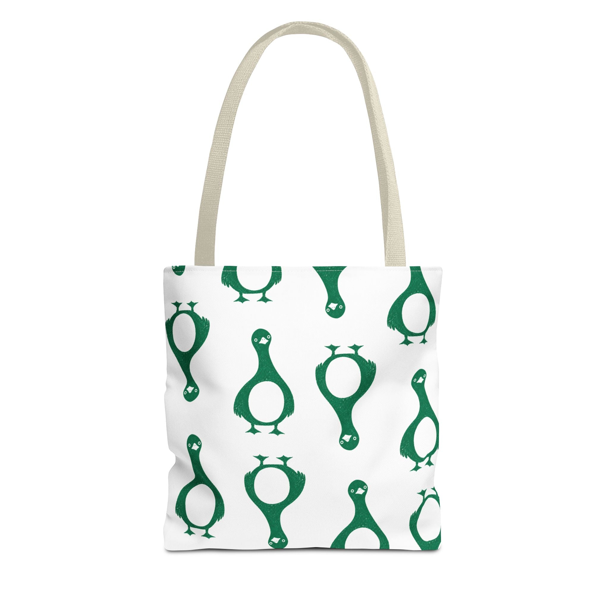 Green Penguin Pattern Tote Bag — Cute Reusable Shopping & Beach Tote