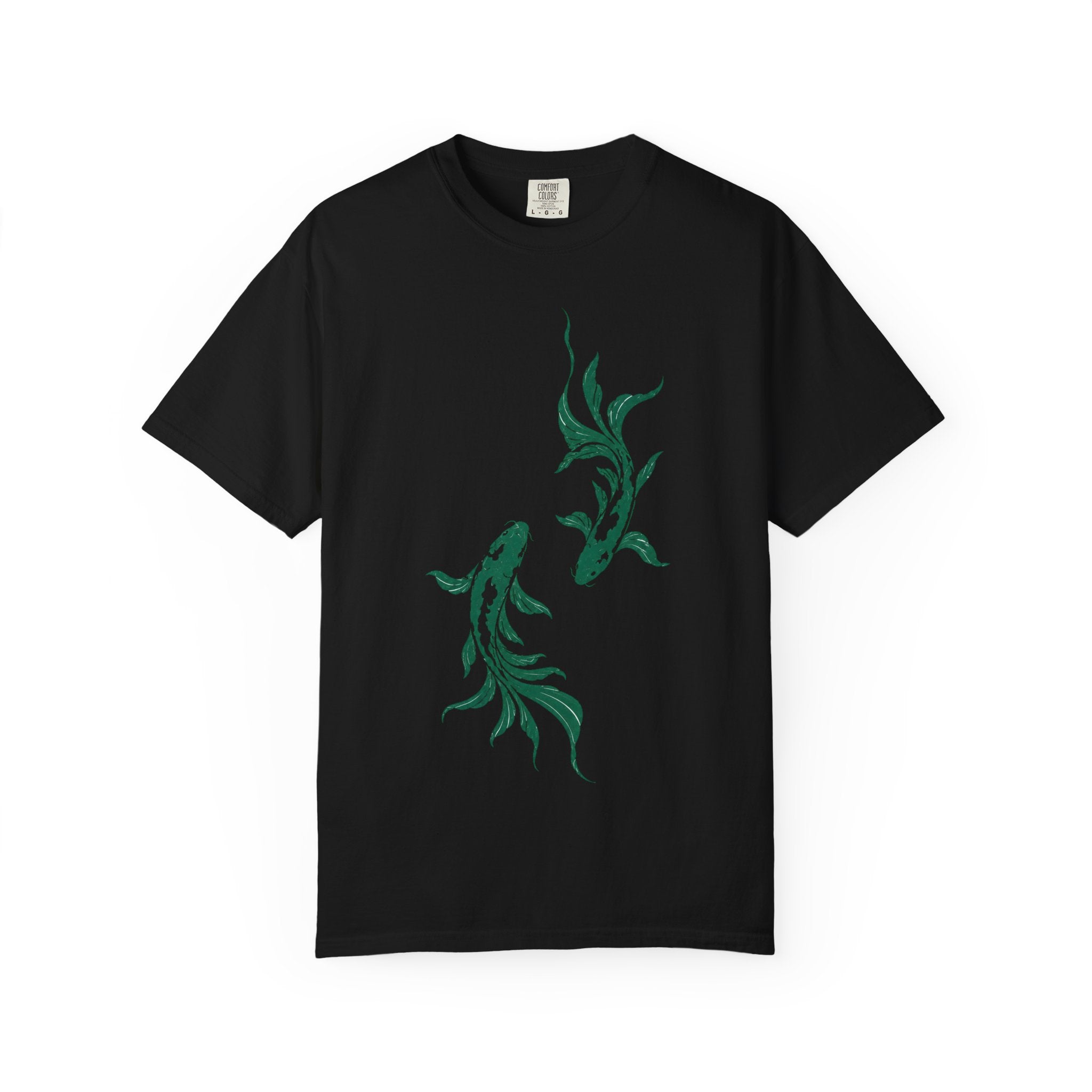 Koi Fish Graphic T-Shirt – Green Dual Koi Design
