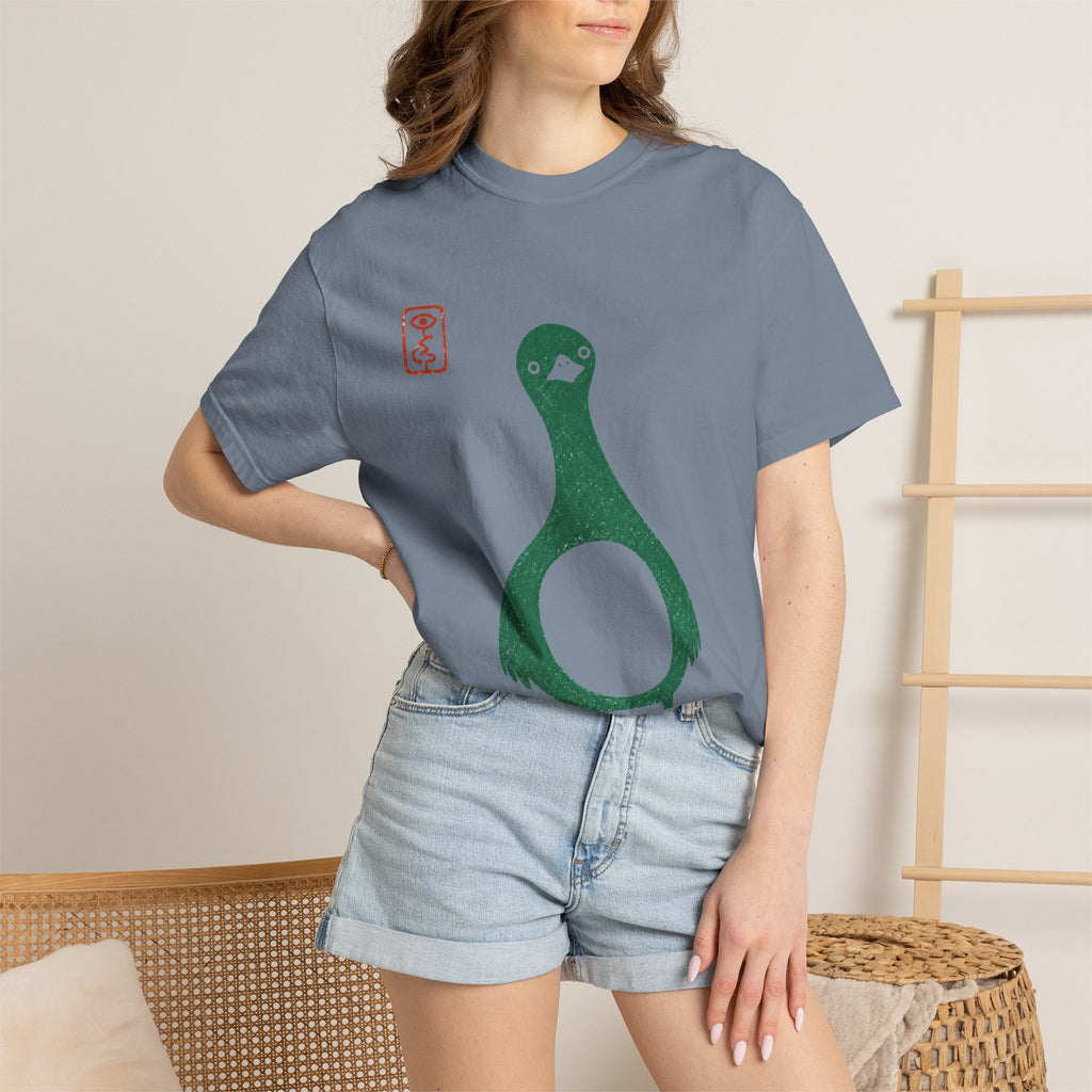 Pigeon Graphic T-Shirt — Vintage Green Bird Print