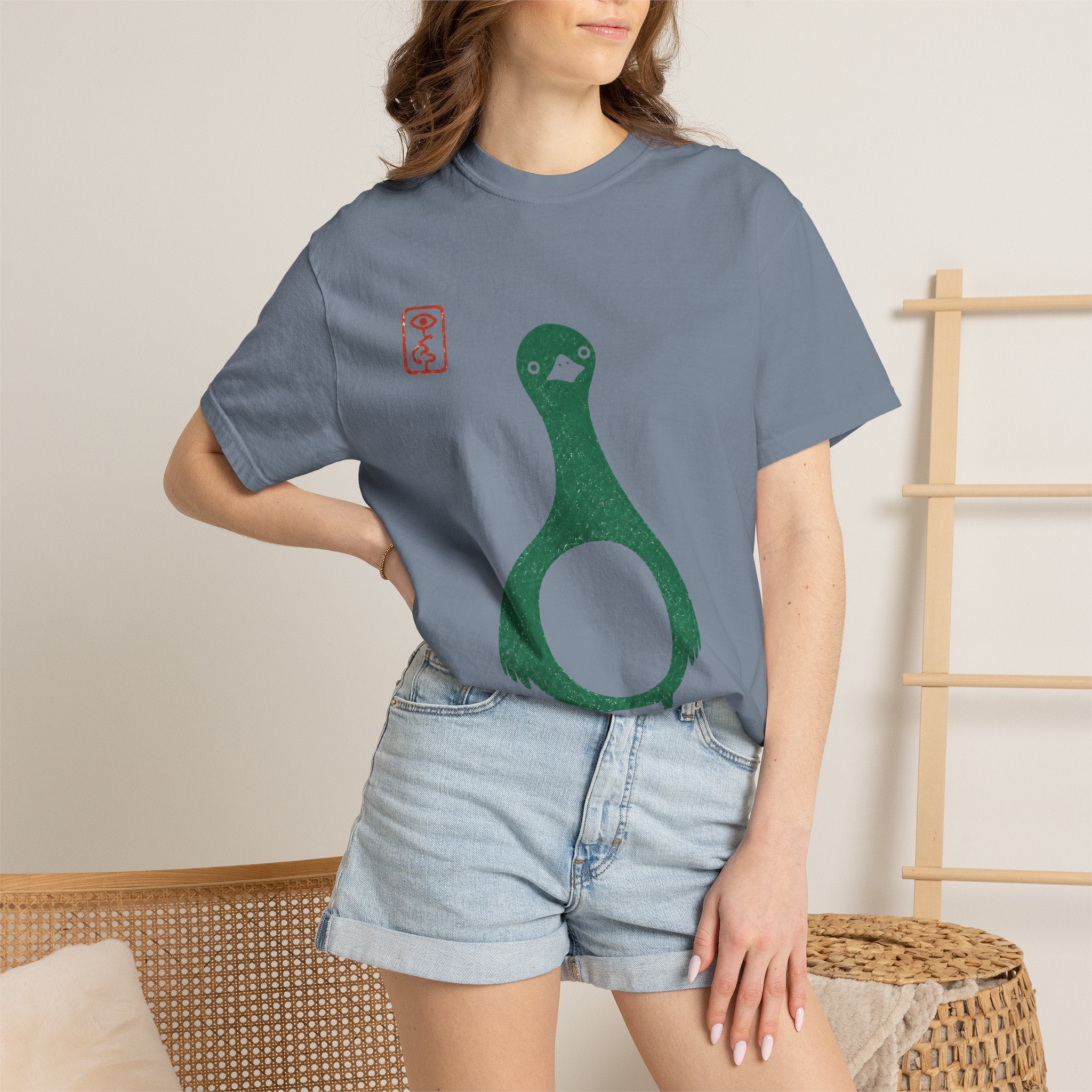 Pigeon Graphic T-Shirt — Vintage Green Bird Print