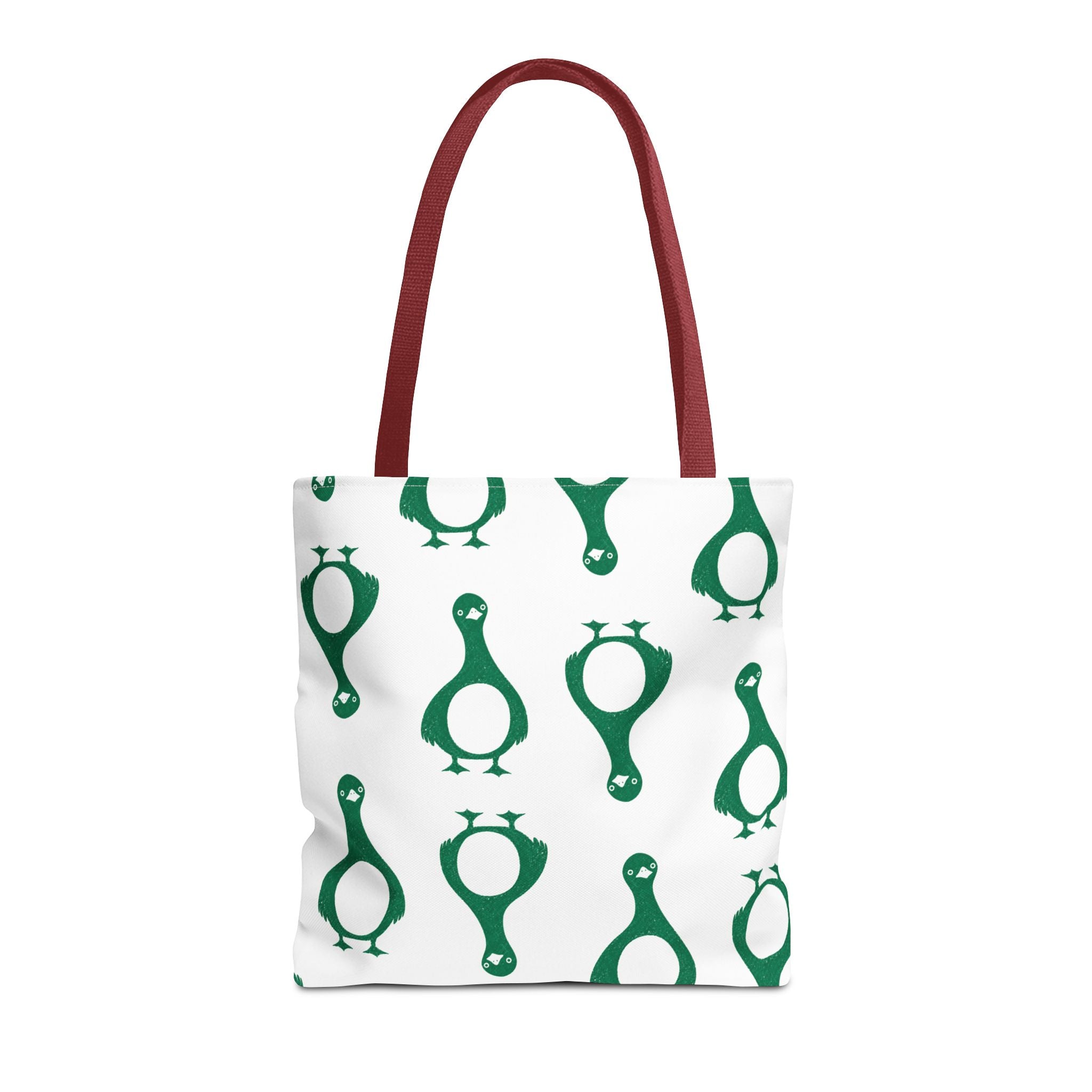 Green Penguin Pattern Tote Bag — Cute Reusable Shopping & Beach Tote