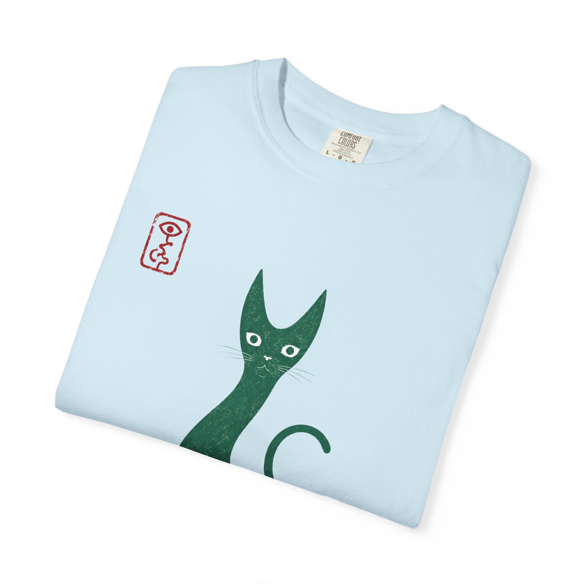 Cat Silhouette T-Shirt — Minimal Green Kitty Graphic Tee