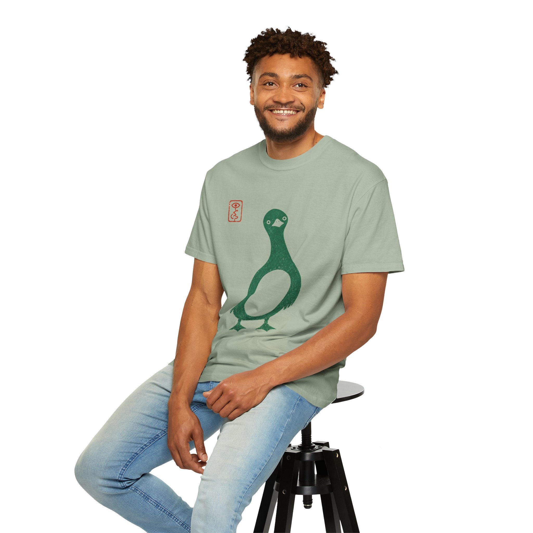 Pigeon Graphic T-Shirt — Vintage Green Bird Print