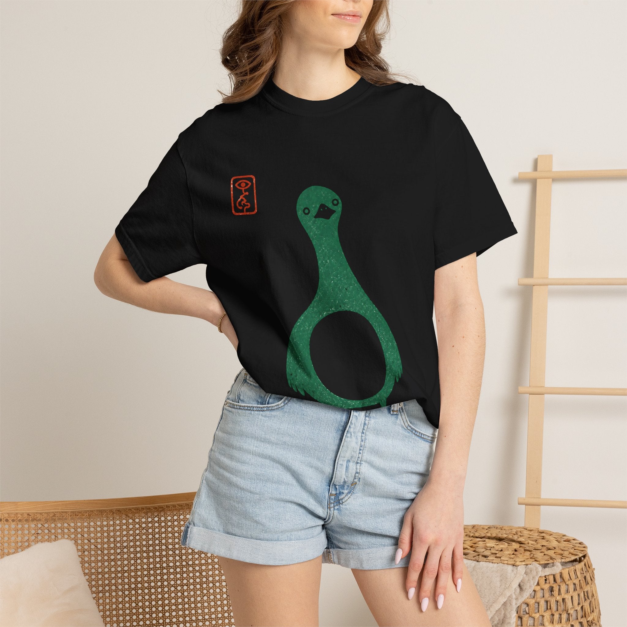 Pigeon Graphic T-Shirt — Vintage Green Bird Print