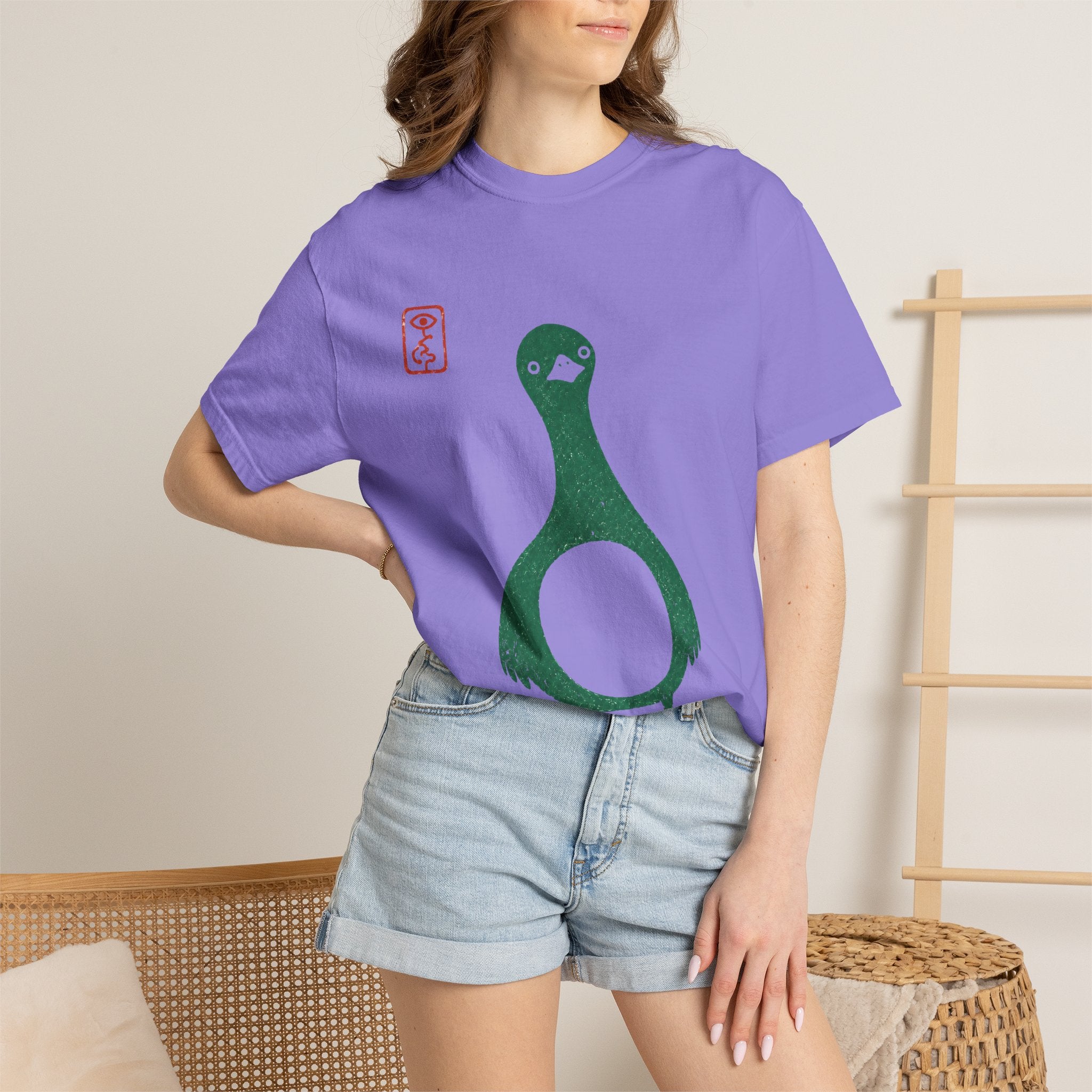 Pigeon Graphic T-Shirt — Vintage Green Bird Print