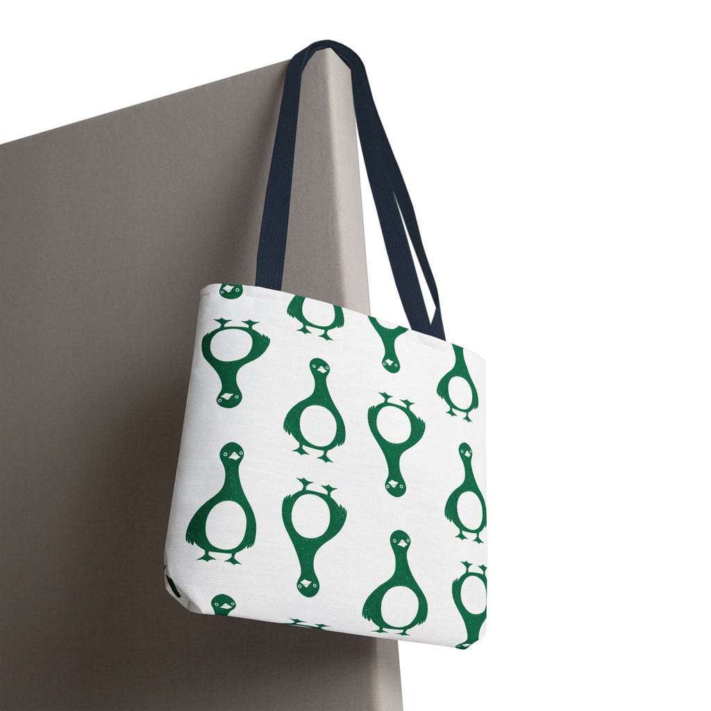 Green Penguin Pattern Tote Bag — Cute Reusable Shopping & Beach Tote