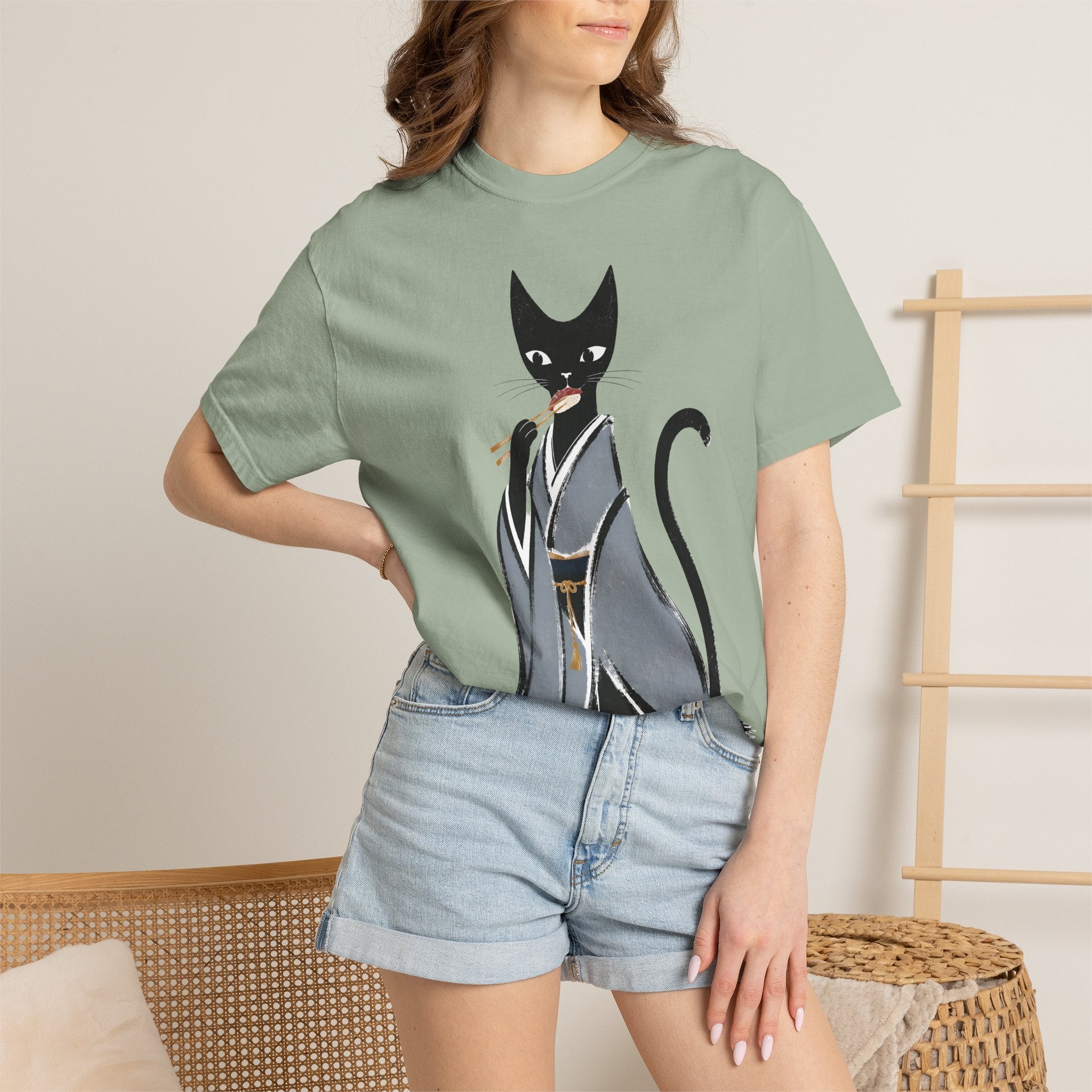Kat in Kimono T-Shirt — Japanese Cat Illustration Tee