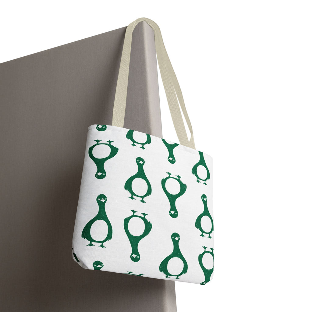 Green Penguin Pattern Tote Bag — Cute Reusable Shopping & Beach Tote