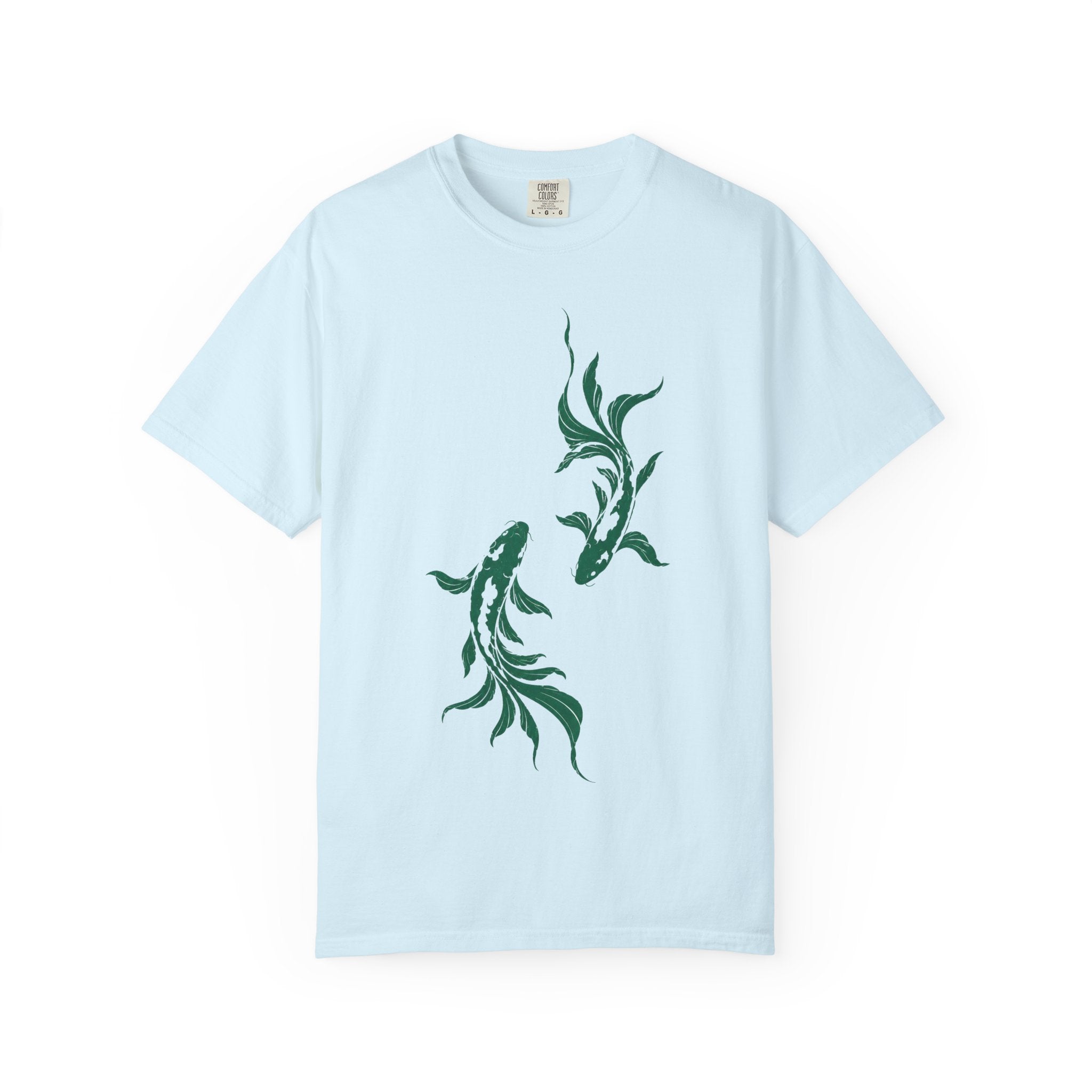 Koi Fish Graphic T-Shirt – Green Dual Koi Design