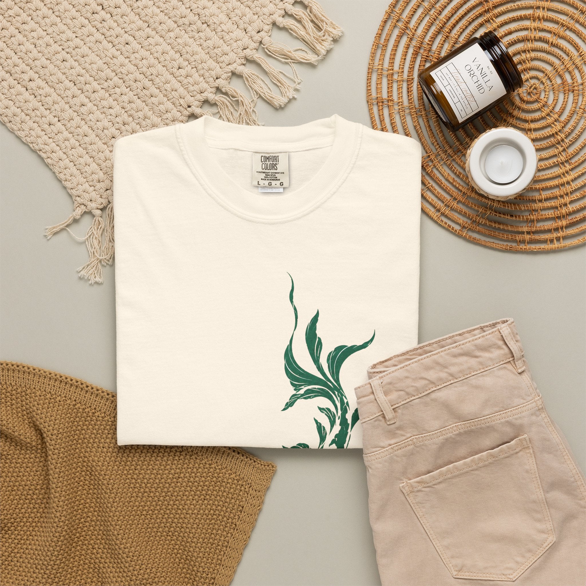 Koi Fish Graphic T-Shirt – Green Dual Koi Design