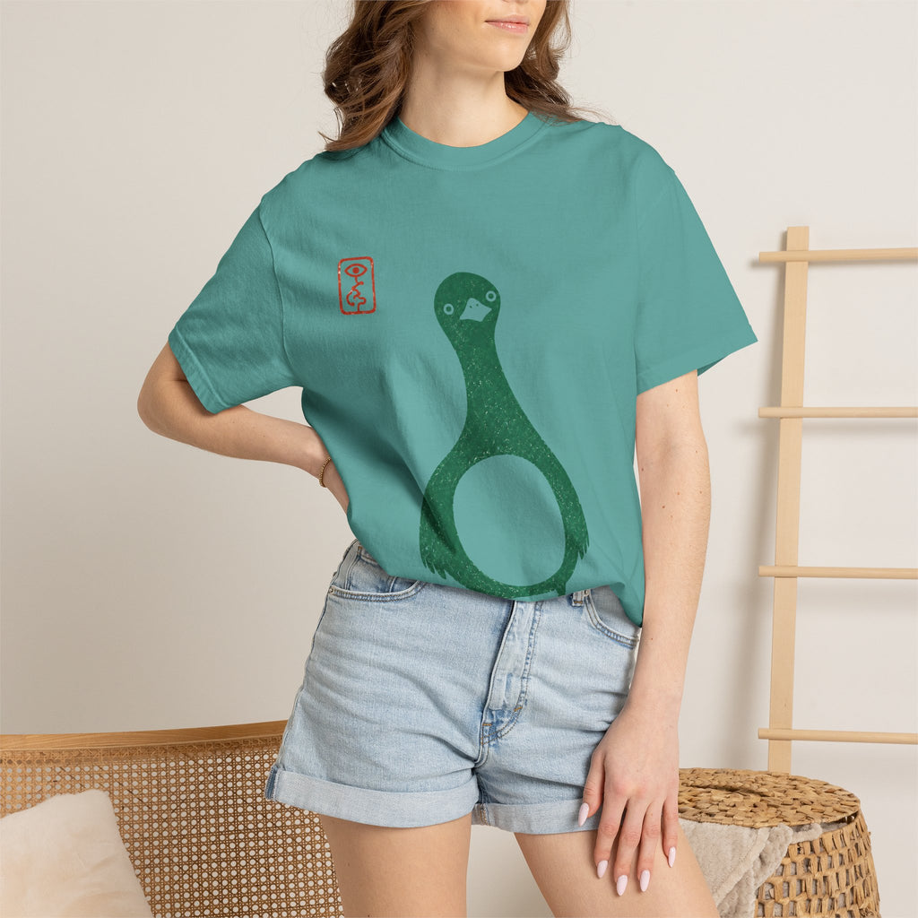 Pigeon Graphic T-Shirt — Vintage Green Bird Print