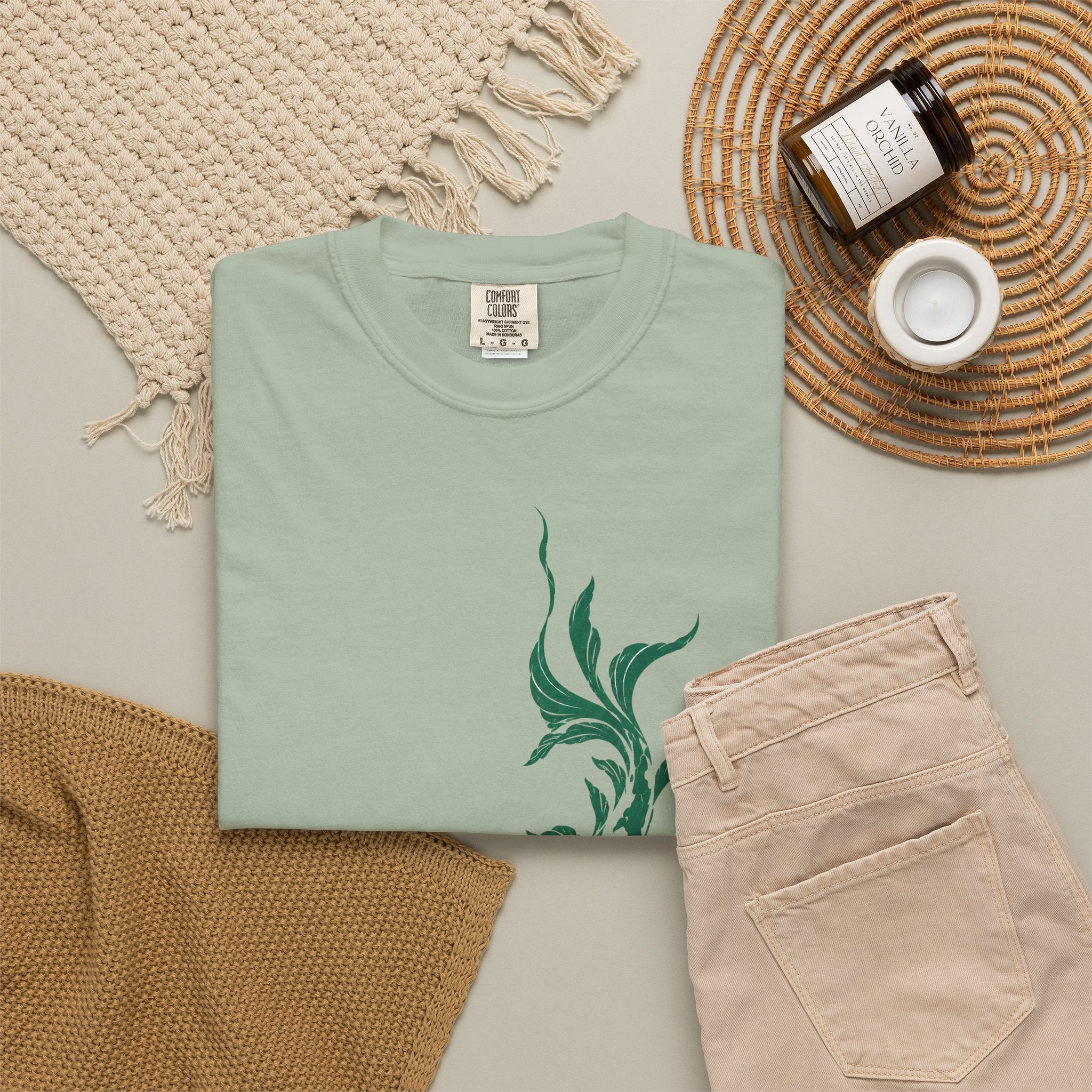 Koi Fish Graphic T-Shirt – Green Dual Koi Design