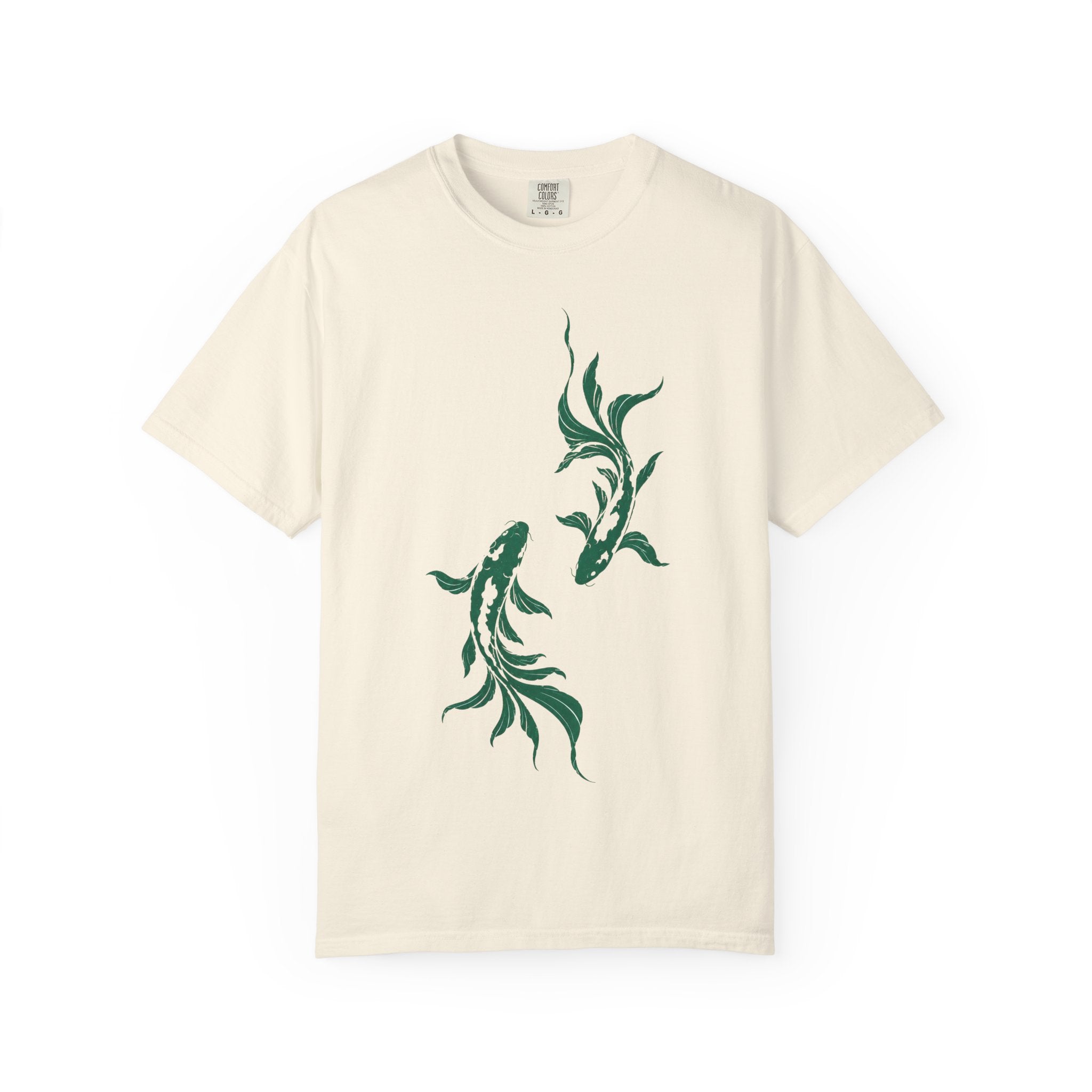 Koi Fish Graphic T-Shirt – Green Dual Koi Design