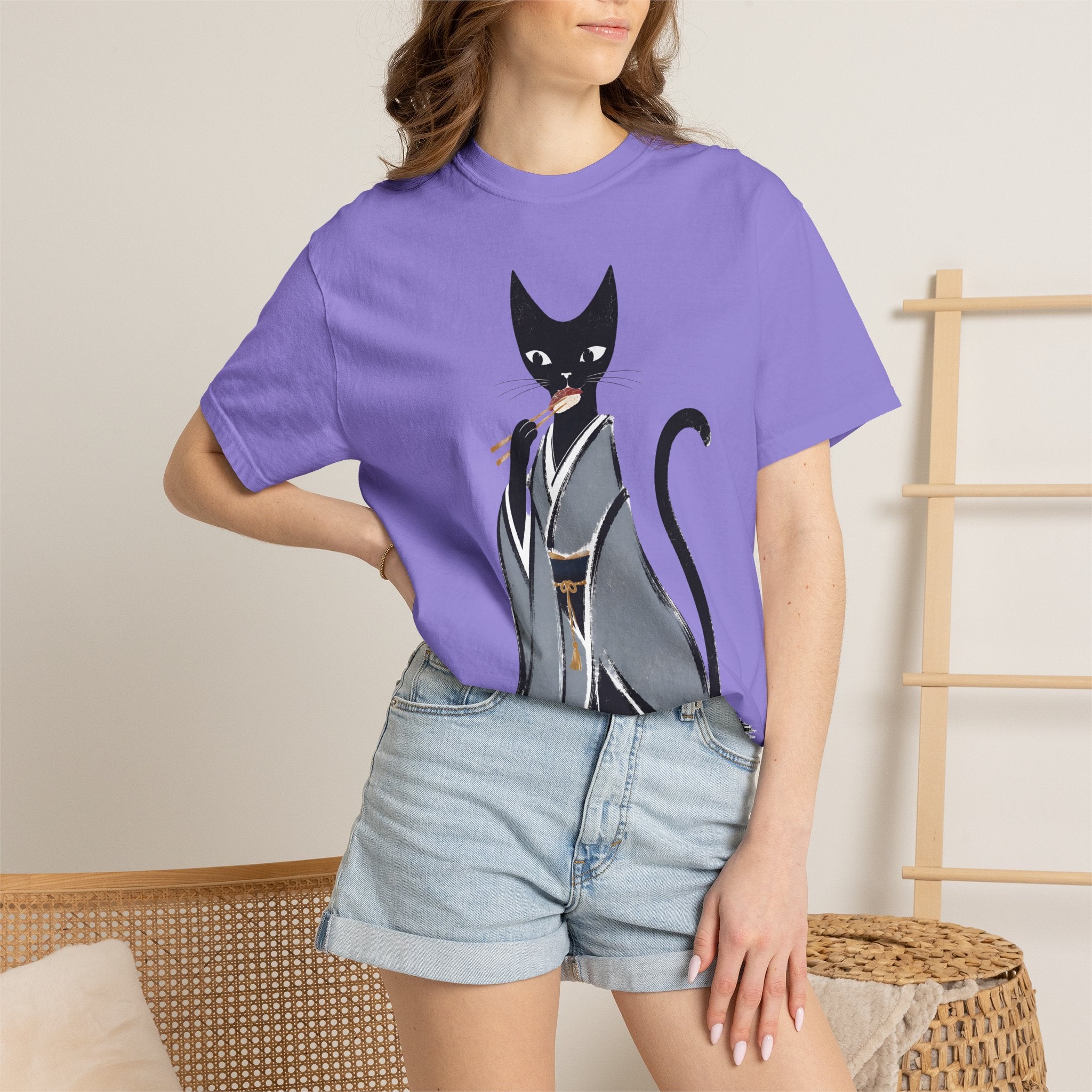 Kat in Kimono T-Shirt — Japanese Cat Illustration Tee