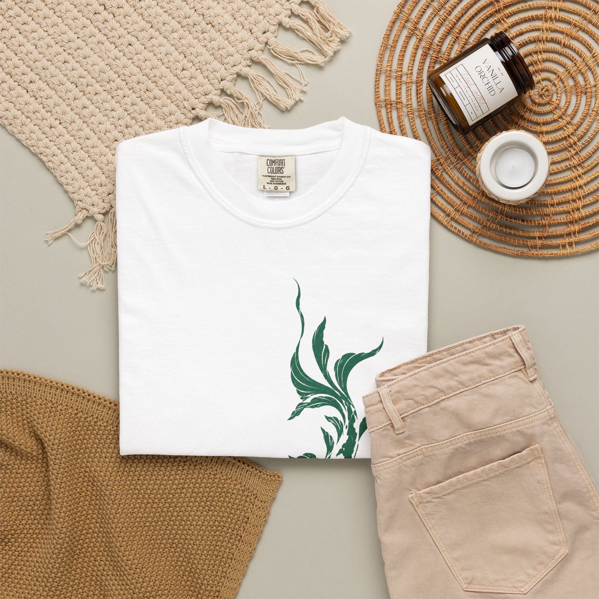 Koi Fish Graphic T-Shirt – Green Dual Koi Design