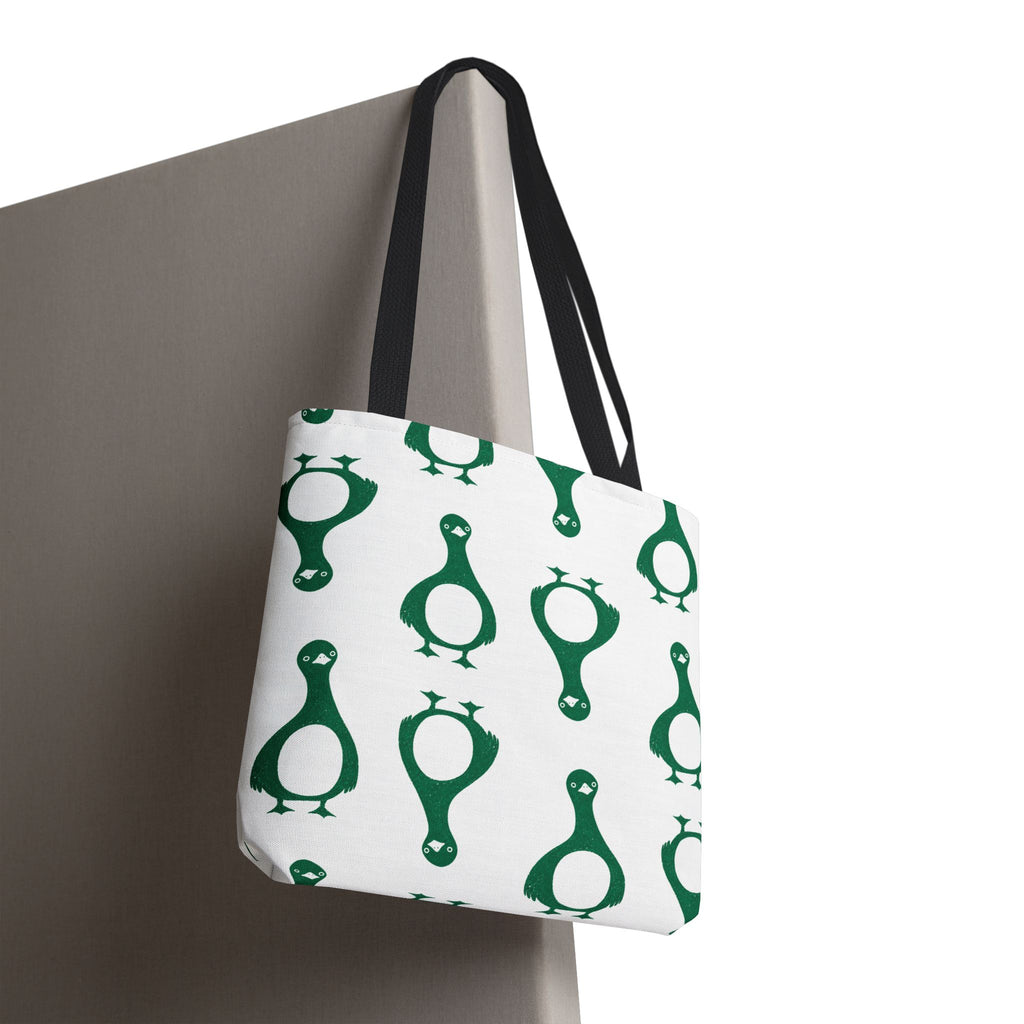 Green Penguin Pattern Tote Bag — Cute Reusable Shopping & Beach Tote